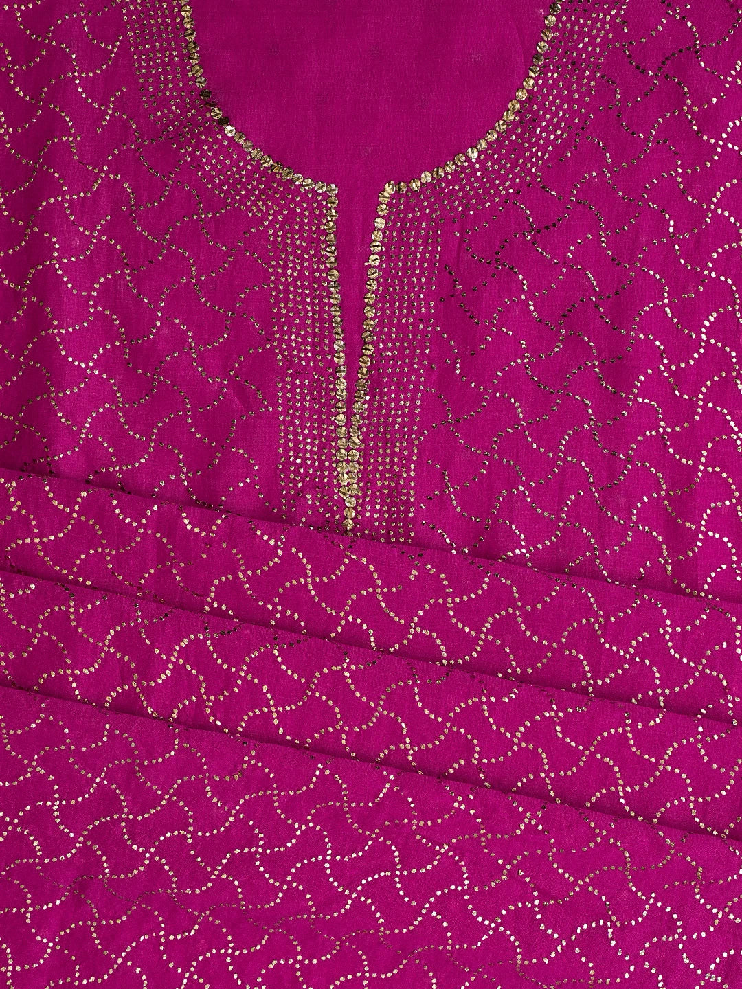 Ada Hand Embroidered Magenta Chanderi Unstitched Kurta Dupatta Set With Mukaish Work A595584