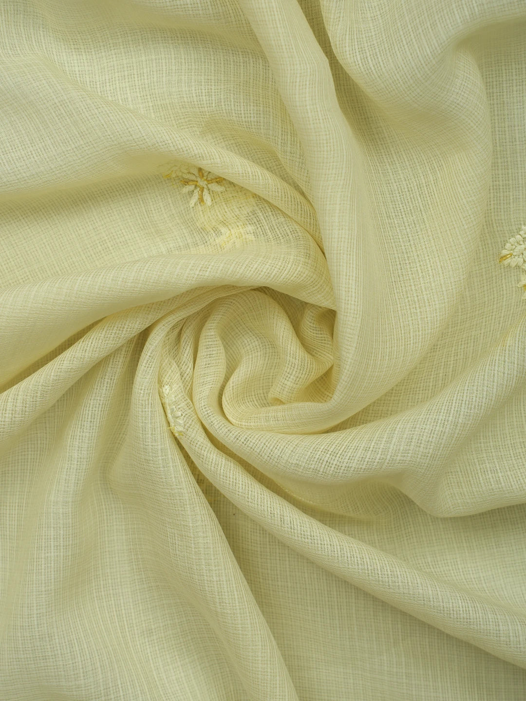 Ada Hand Embroidered Lemon Kota Lucknowi Chikankari Unstitched Suit Piece With Cutdana Work 01A842077
