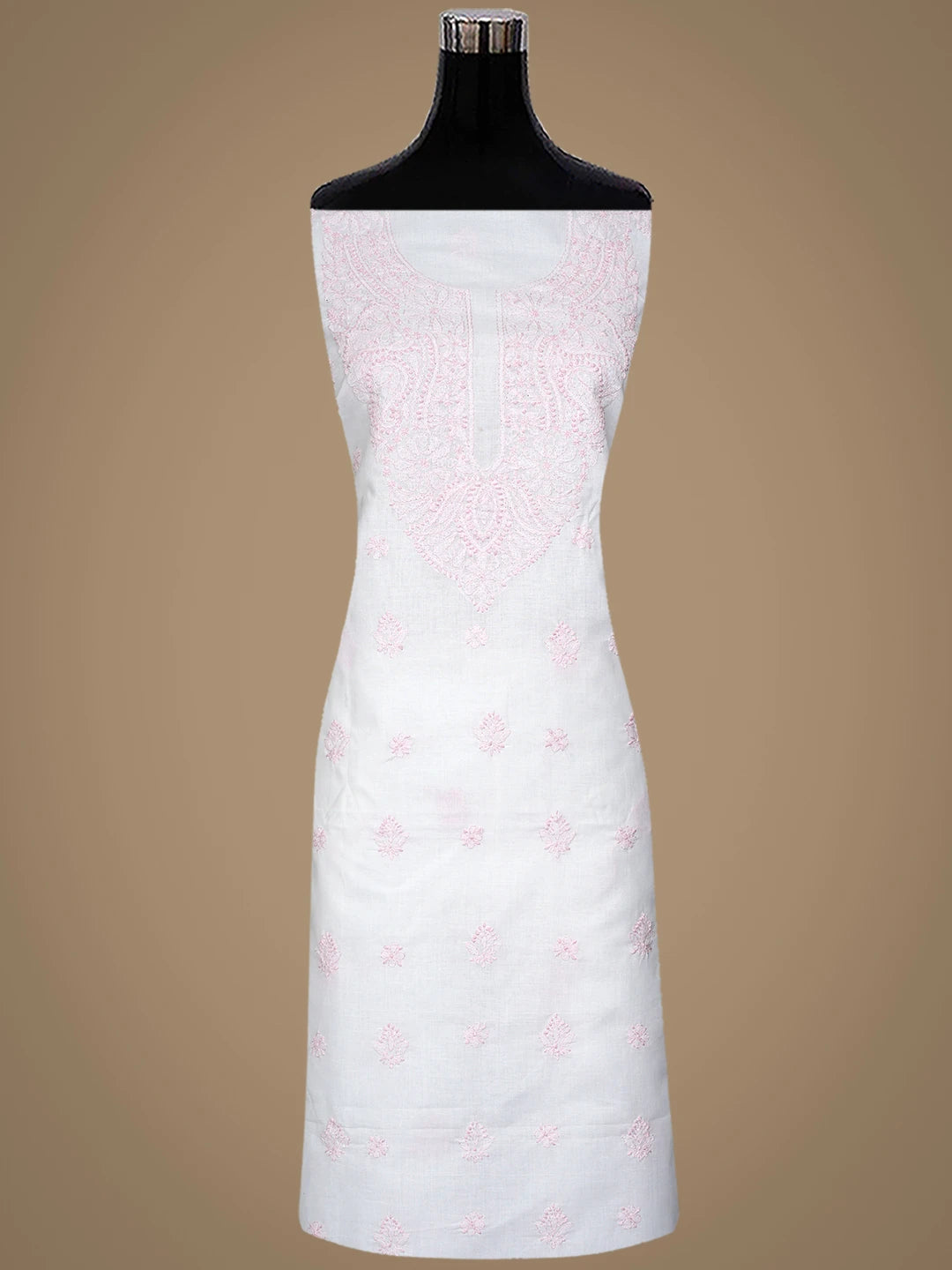Ada Hand Embroidered White Cotton Lucknowi Chikankari Unstitched Suit Piece 01A867087