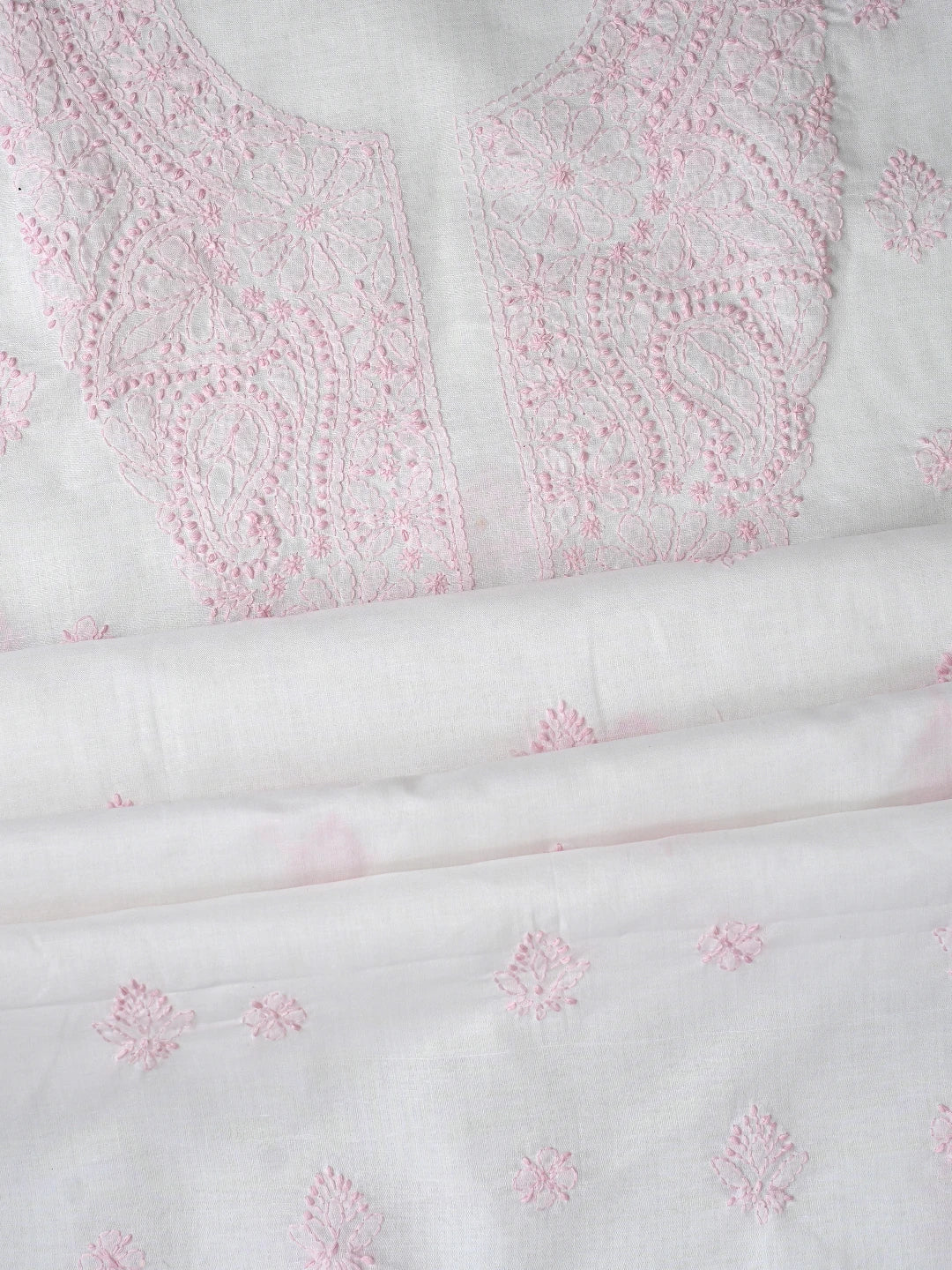 Ada Hand Embroidered White Cotton Lucknowi Chikankari Unstitched Suit Piece 01A867087