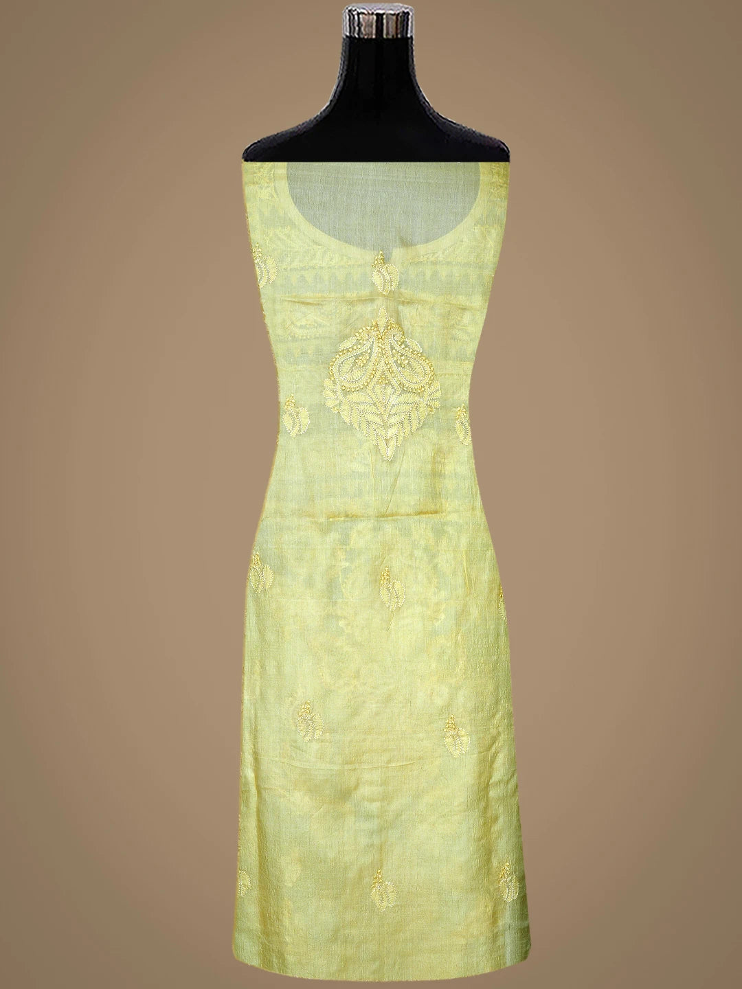 Ada Hand Embroidered Lemon Silk Lucknowi Chikankari Unstitched Suit Piece 01A832461
