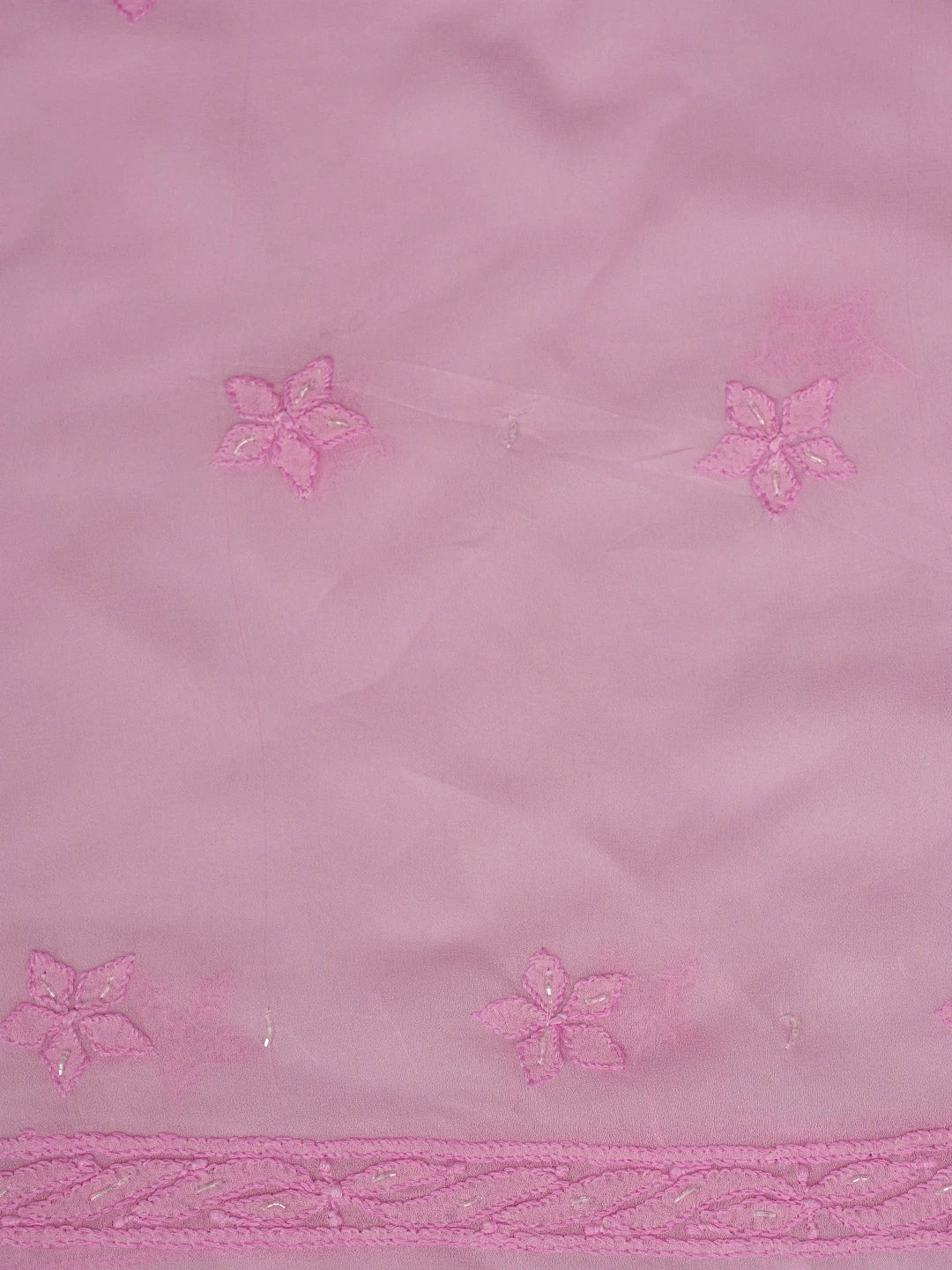 Ada Hand Embroidered Pink Viscose Georgette Lucknowi Chikankari Unstitched Kurta Dupatta Set With Cutdana Work 01A760023