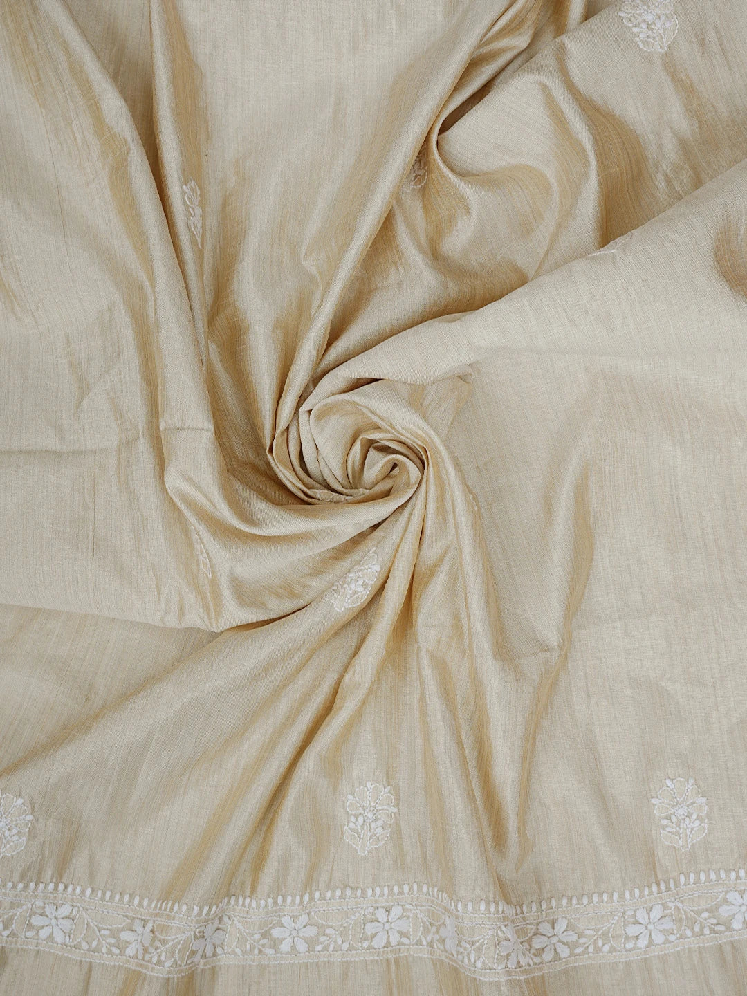 Ada Hand Embroidered Fawn Silk Lucknowi Chikankari Unstitched Kurta Dupatta Set 01A838979