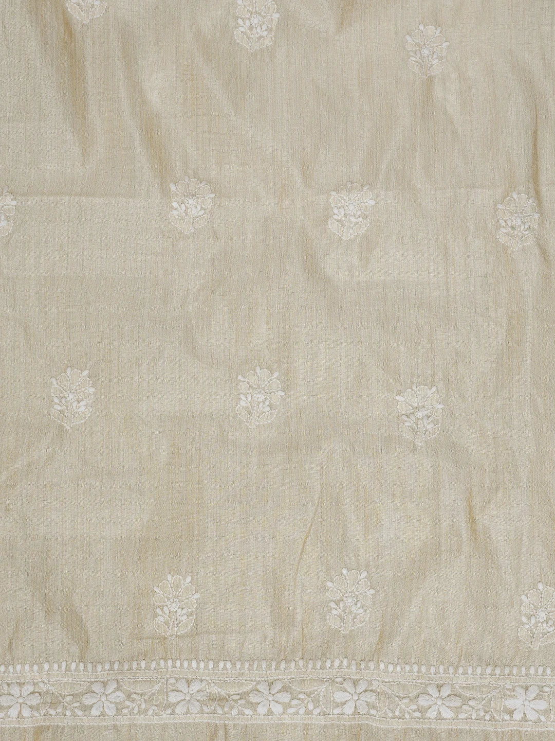 Ada Hand Embroidered Fawn Silk Lucknowi Chikankari Unstitched Kurta Dupatta Set 01A838979