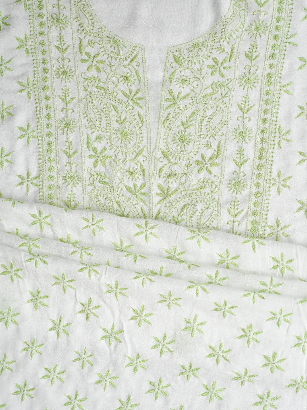 Ada Hand Embroidered White Modal Lucknowi Chikankari Unstitched Suit Piece 01A700561