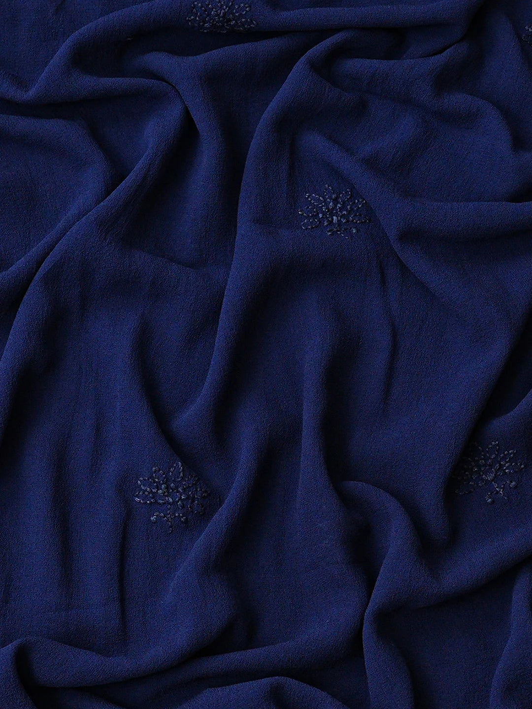Ada Hand Embroidered Royal Blue Pure Georgette Lucknowi Chikankari Unstitched Kurta Dupatta Set 01A149878