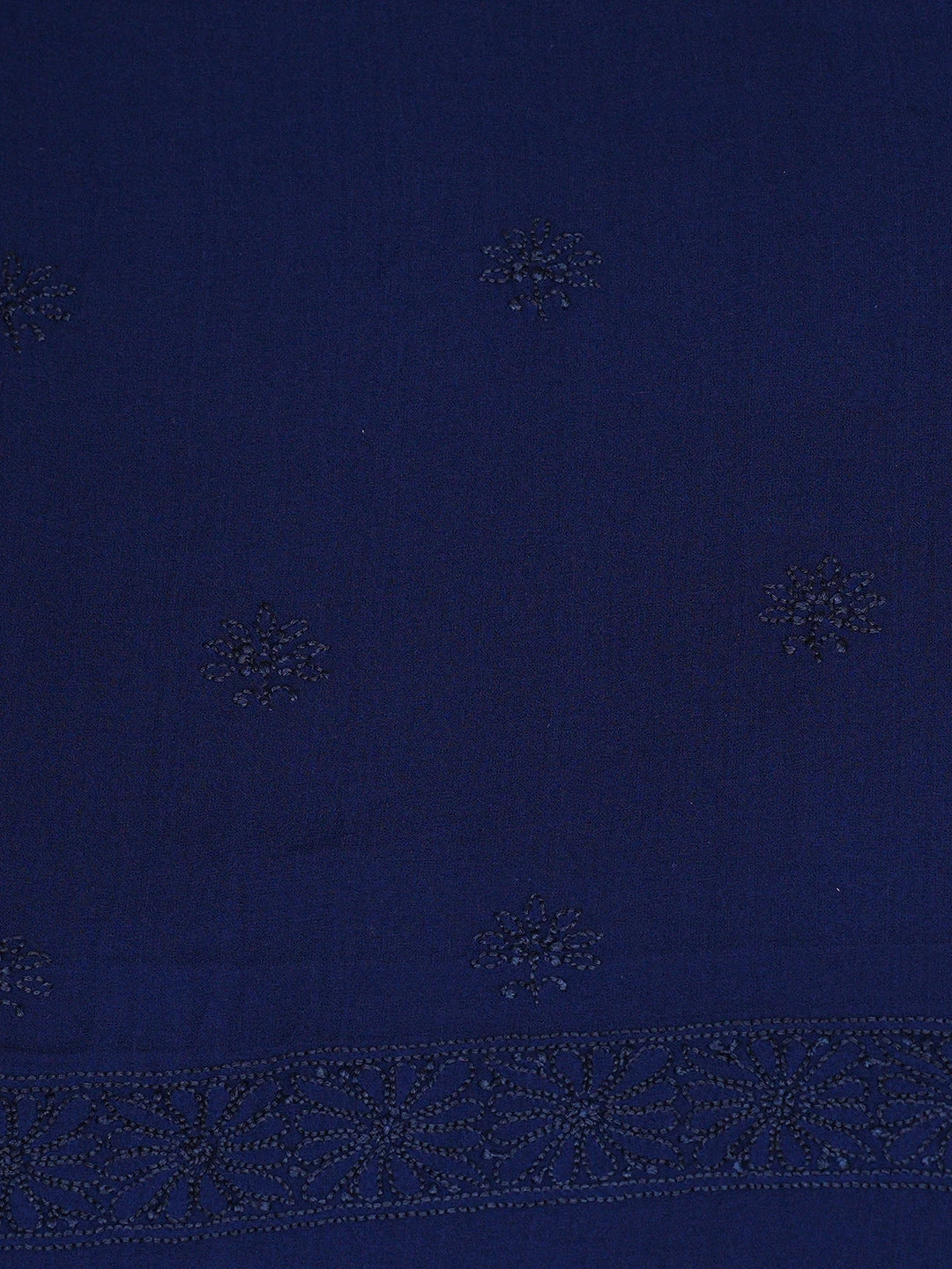 Ada Hand Embroidered Royal Blue Pure Georgette Lucknowi Chikankari Unstitched Kurta Dupatta Set 01A149878