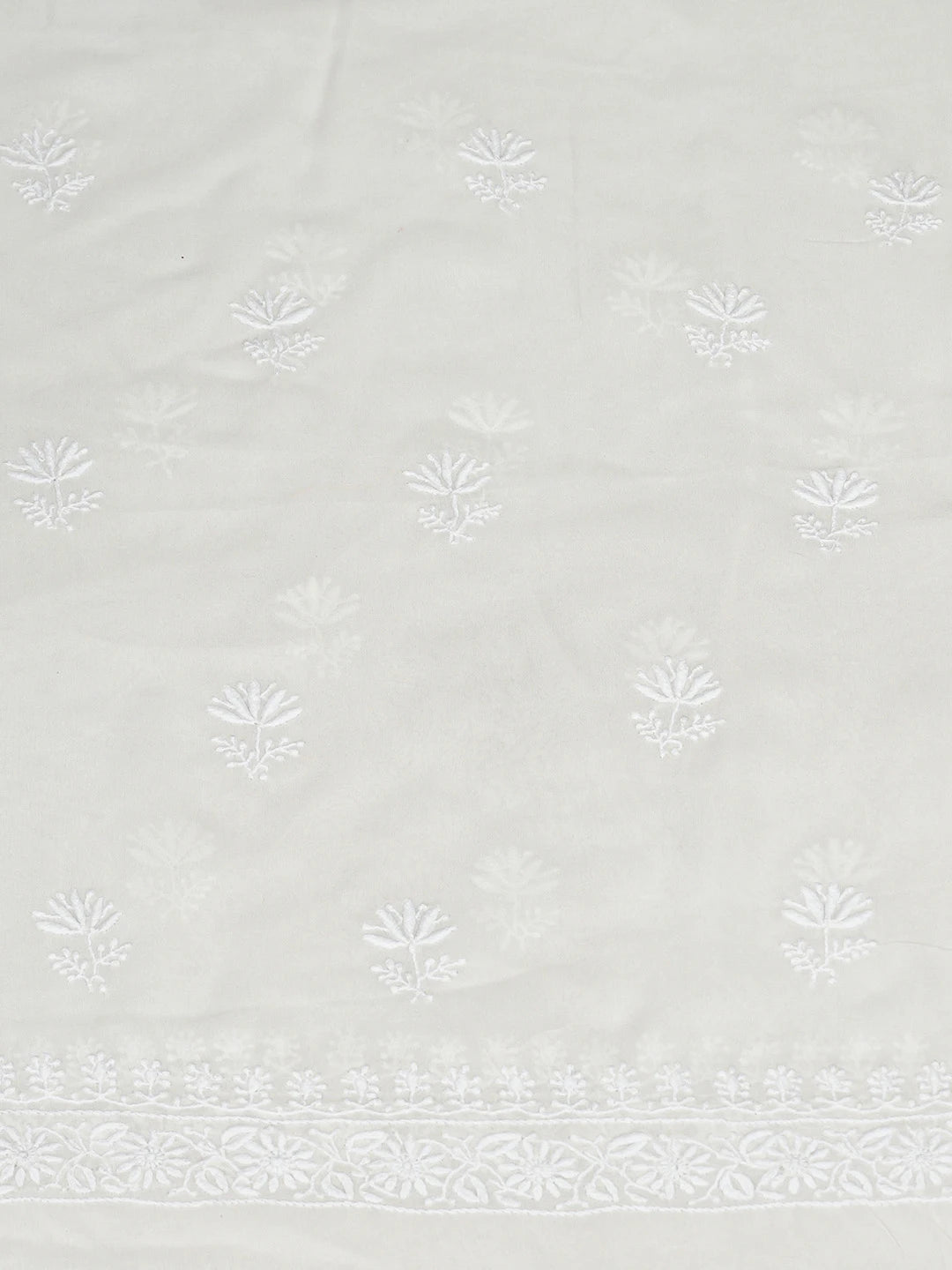 Ada Hand Embroidered White Pure Georgette Lucknowi Chikankari Unstitched Kurta Dupatta Set 08A500875