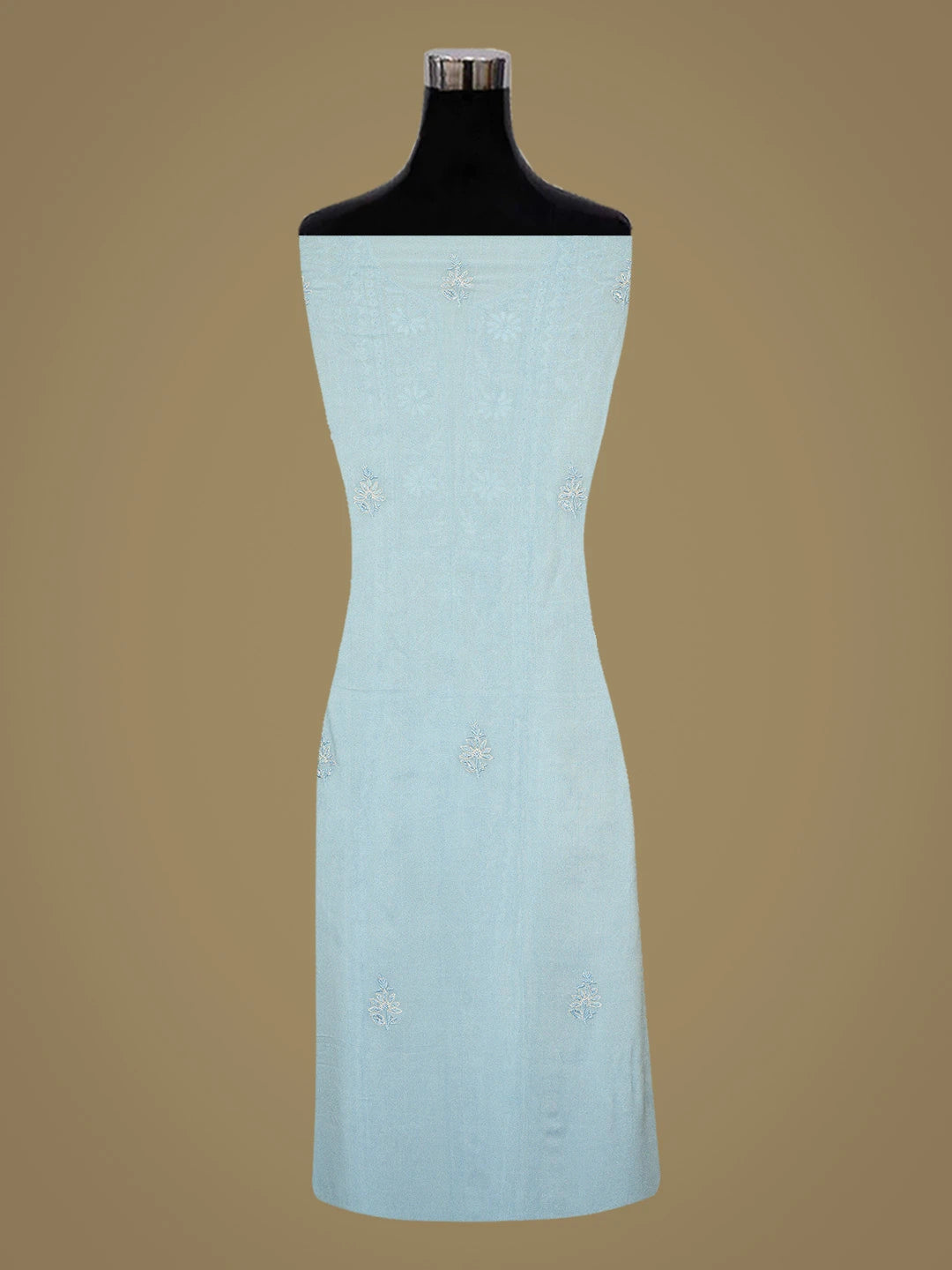 Ada Hand Embroidered Blue Viscose Georgette Lucknowi Chikankari Unstitched Kurta Dupatta Set With Sequinned Work 01A754678