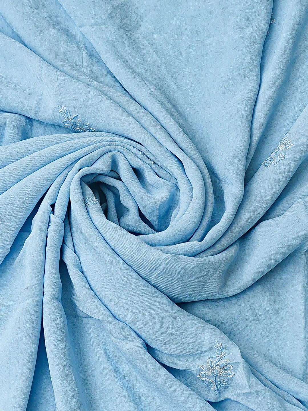 Ada Hand Embroidered Blue Viscose Georgette Lucknowi Chikankari Unstitched Kurta Dupatta Set With Sequinned Work 01A754678