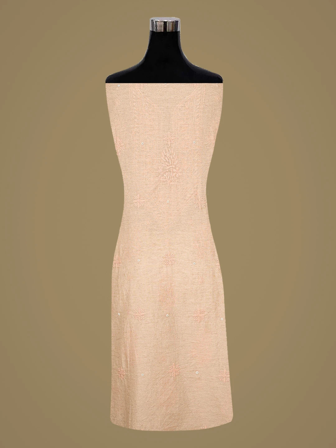 Ada Hand Embroidered Dusty Pink Chanderi Lucknowi Chikankari Unstitched Kurta Dupatta Set With Cutdana Work 01A850081