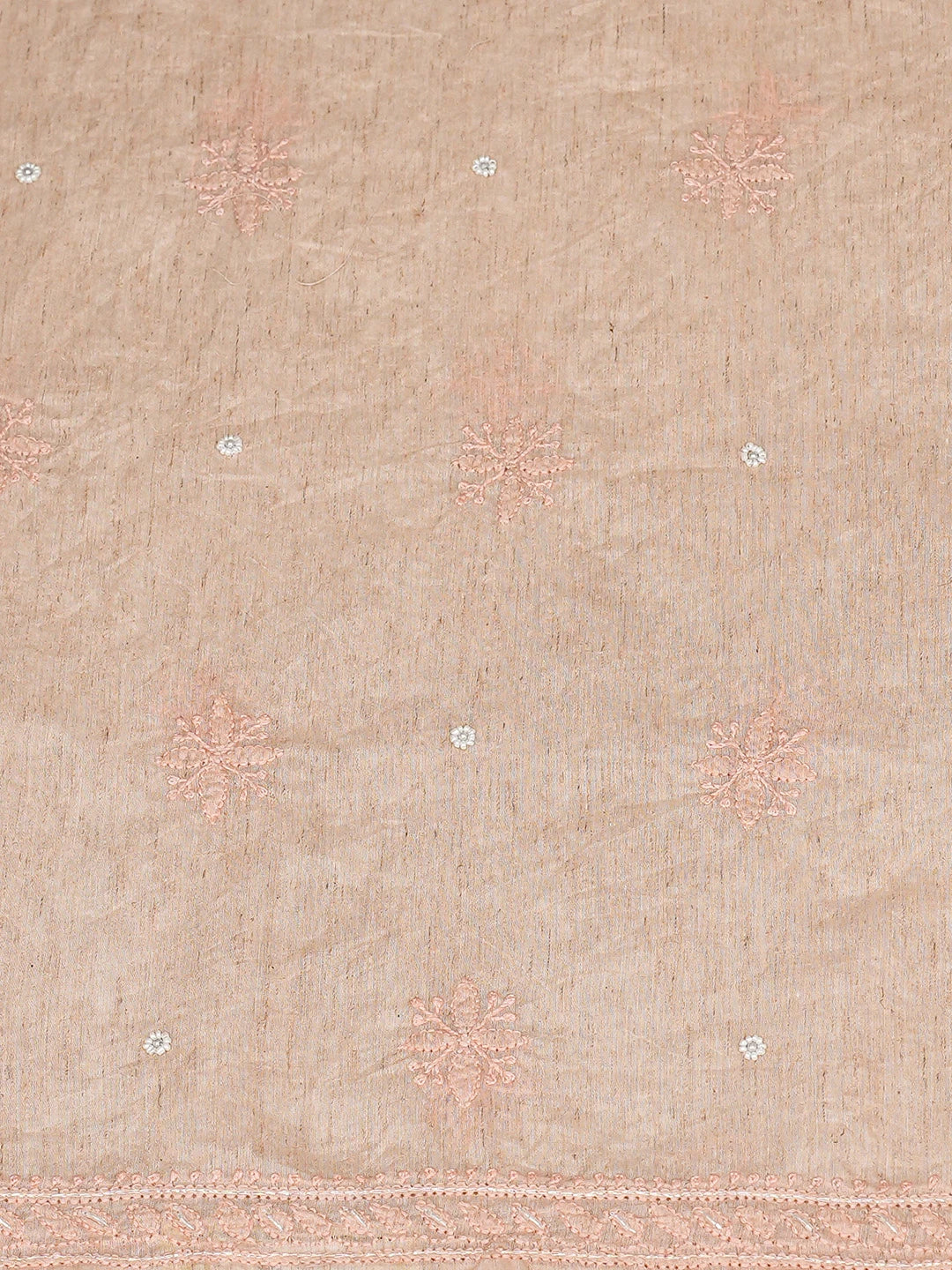 Ada Hand Embroidered Dusty Pink Chanderi Lucknowi Chikankari Unstitched Kurta Dupatta Set With Cutdana Work 01A850081