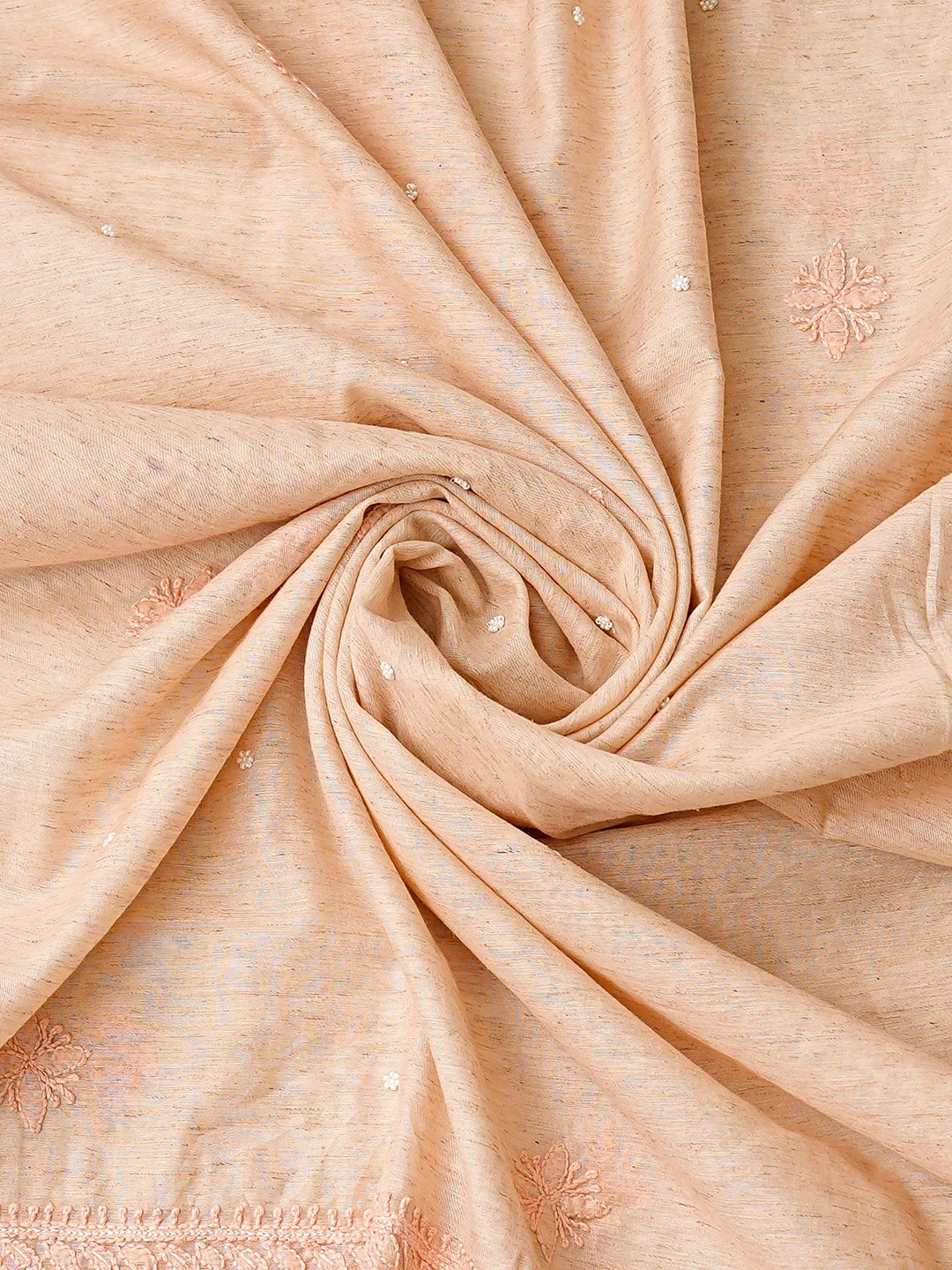 Ada Hand Embroidered Dusty Pink Chanderi Lucknowi Chikankari Unstitched Kurta Dupatta Set With Cutdana Work 01A850081