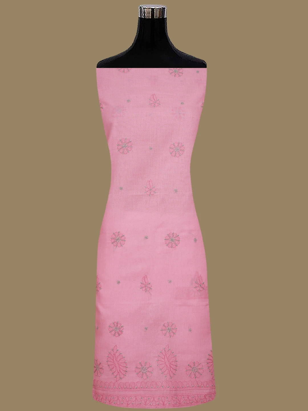 Ada Hand Embroidered Pink Cotton Lucknowi Chikankari Unstitched Suit Piece 01A818719
