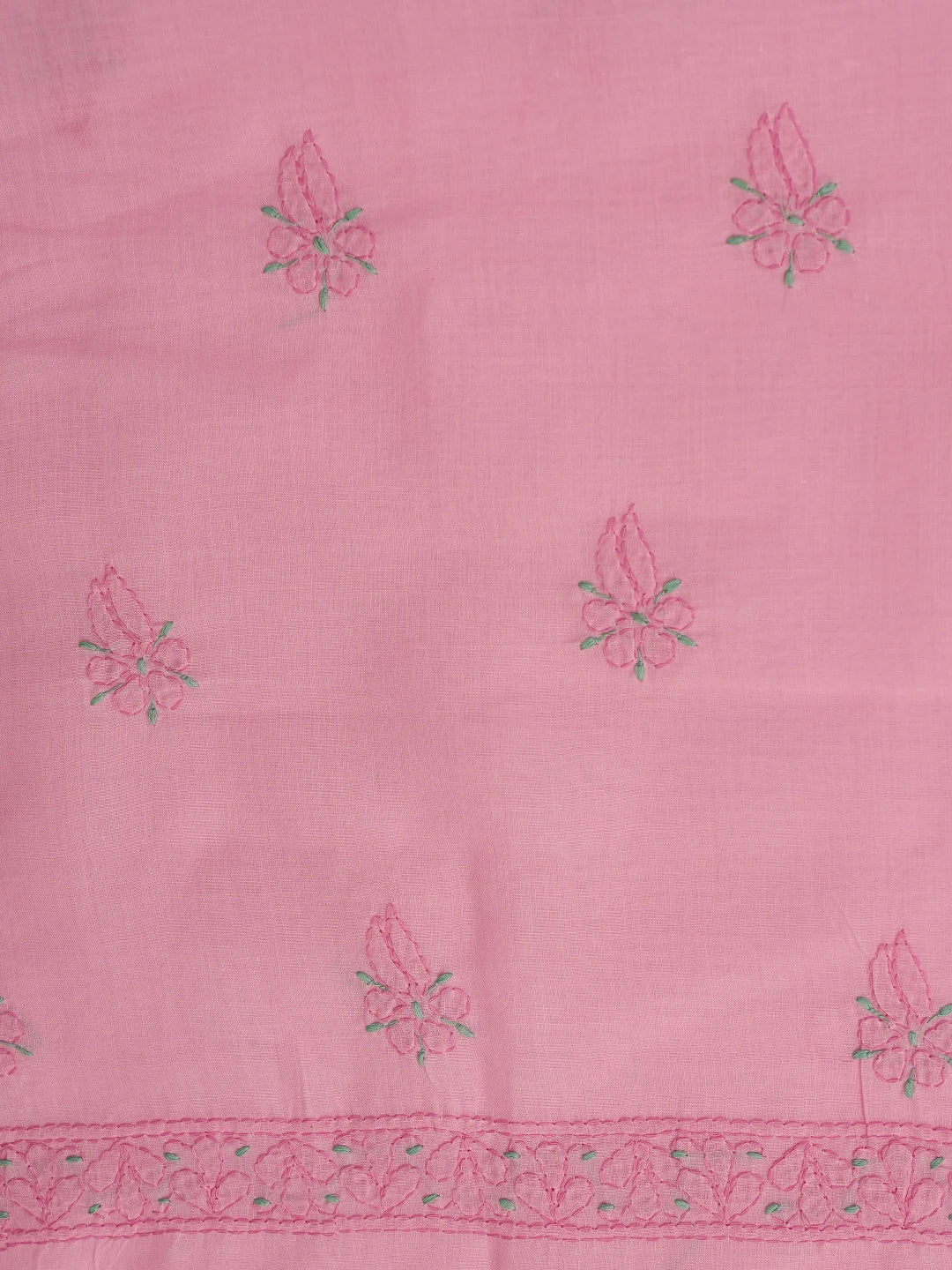 Ada Hand Embroidered Pink Cotton Lucknowi Chikankari Unstitched Suit Piece 01A818719