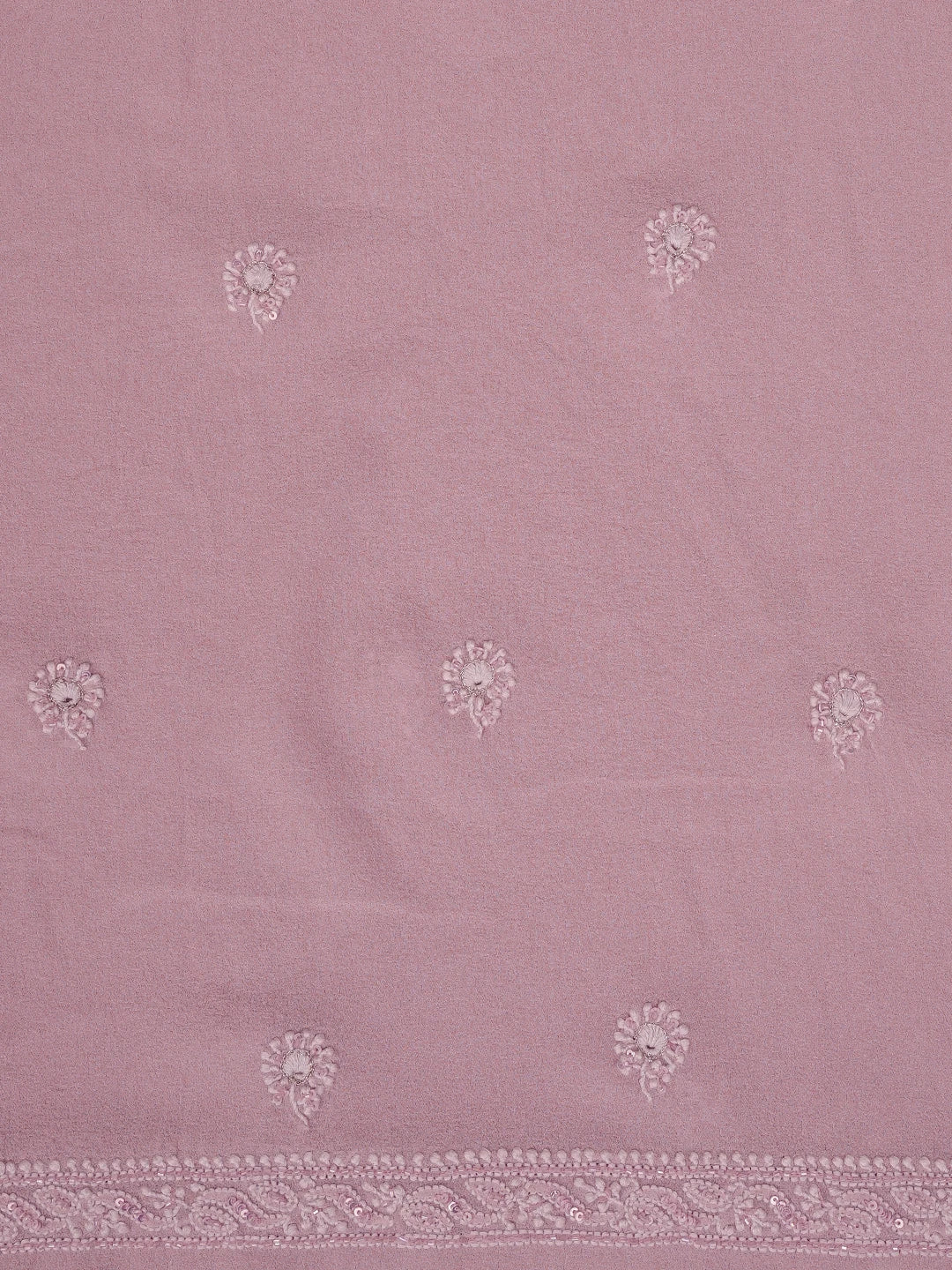 Ada Hand Embroidered Dusty Peach Pure Georgette Lucknowi Chikankari Unstitched Kurta Dupatta Set With Sequinned Work 01A580670