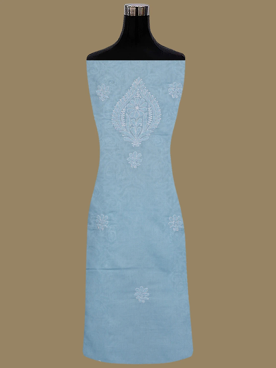 Ada Hand Embroidered Blue Cotton Lucknowi Chikankari Unstitched Suit Piece 01A762316