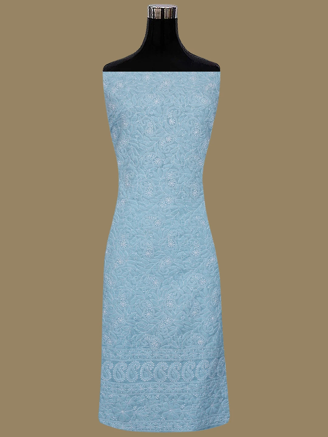 Ada Hand Embroidered Blue Cotton Lucknowi Chikankari Unstitched Suit Piece 01A762316