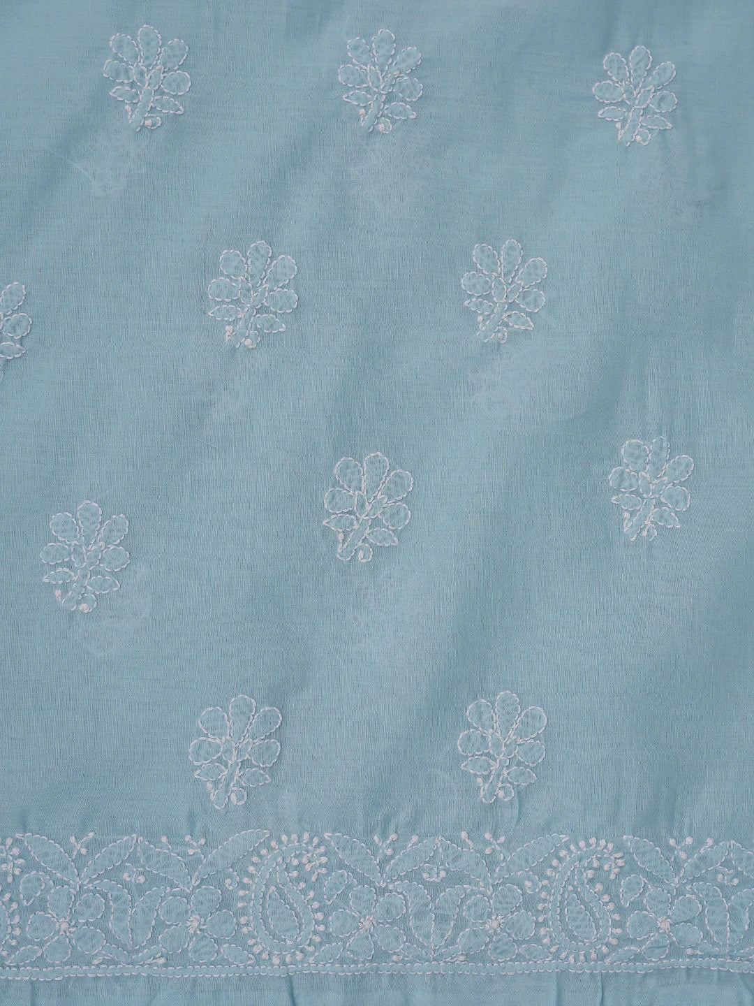 Ada Hand Embroidered Blue Cotton Lucknowi Chikankari Unstitched Suit Piece 01A762316