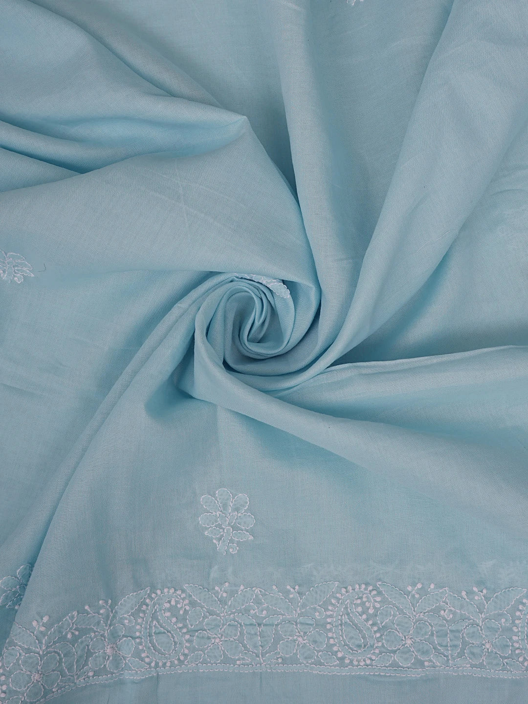 Ada Hand Embroidered Blue Cotton Lucknowi Chikankari Unstitched Suit Piece 01A762316