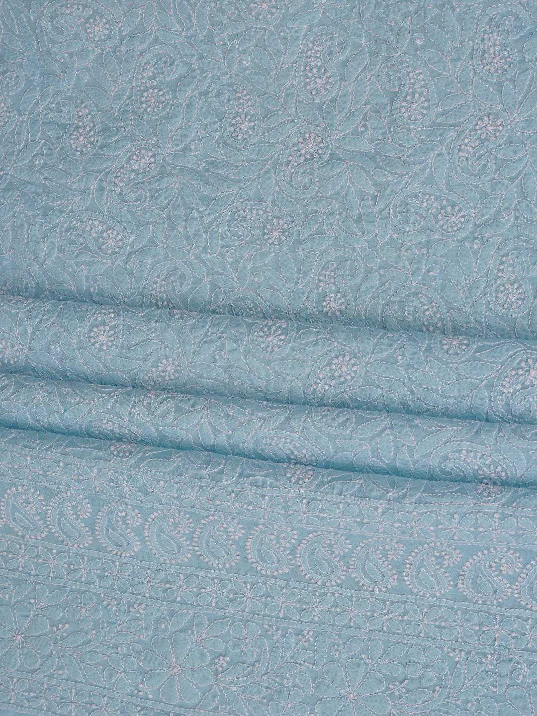 Ada Hand Embroidered Blue Cotton Lucknowi Chikankari Unstitched Suit Piece 01A762316