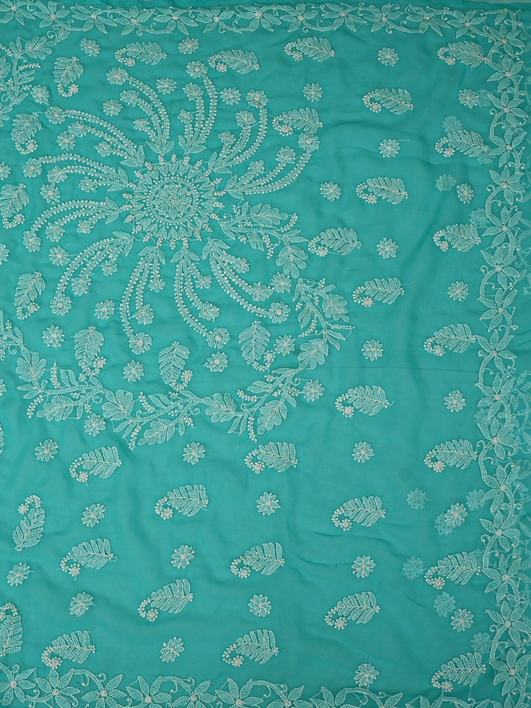 Ada Hand Embroidered Blue Georgette Lucknowi Chikankari Saree With Blouse 01A867572