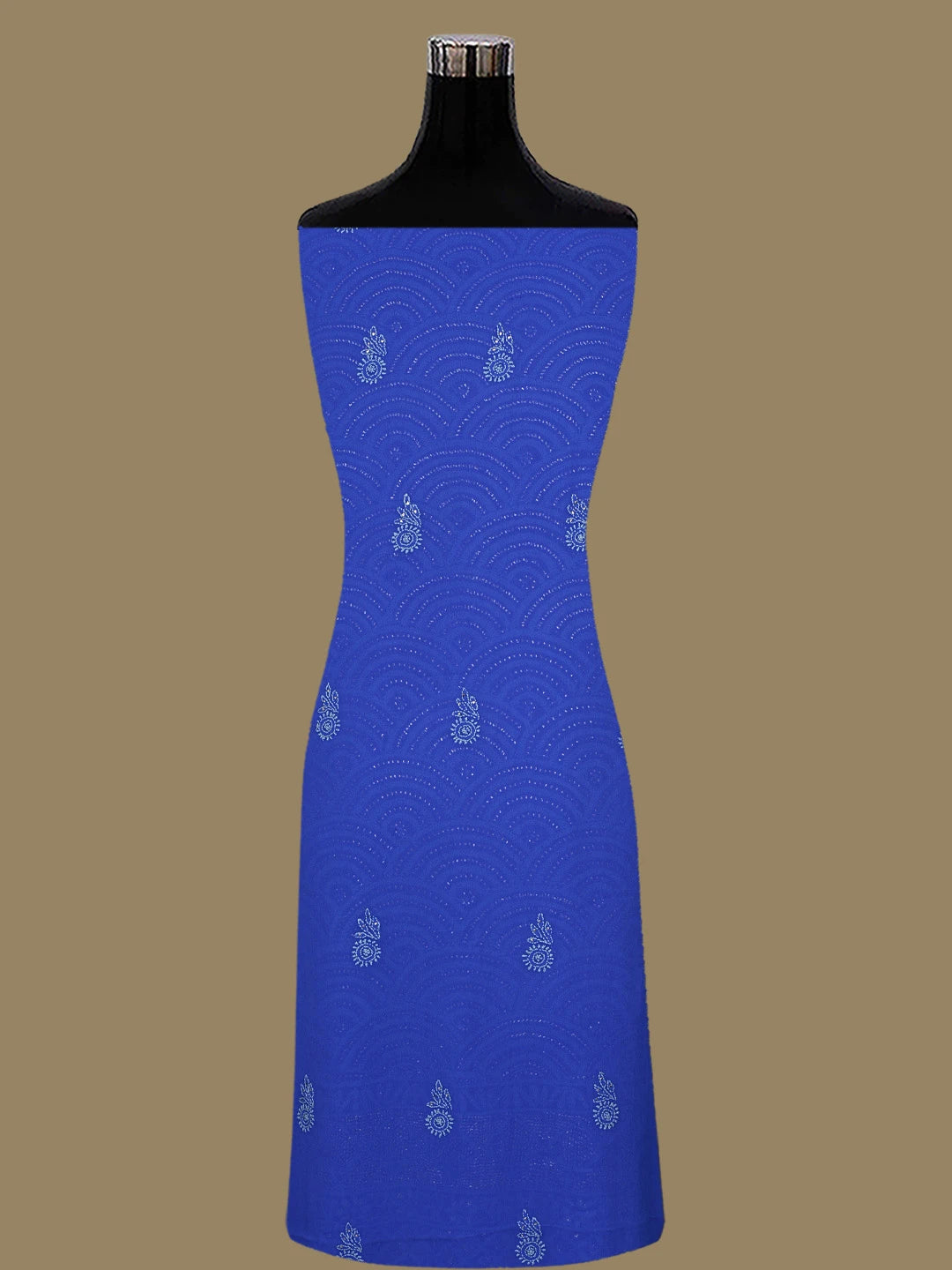 Ada Hand Embroidered Royal Blue Pure Georgette Lucknowi Chikankari Unstitched Kurta Dupatta Set With Mukaish Work 01A846085