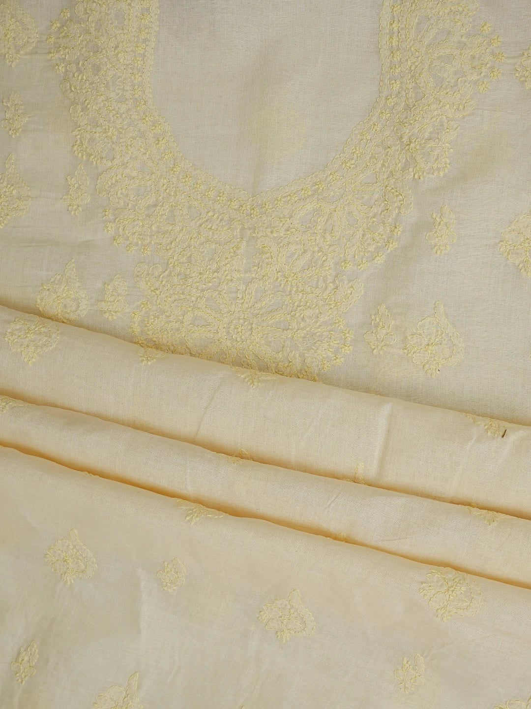Ada Hand Embroidered Beige Cotton Lucknowi Chikankari Unstitched Suit Piece 01A867072