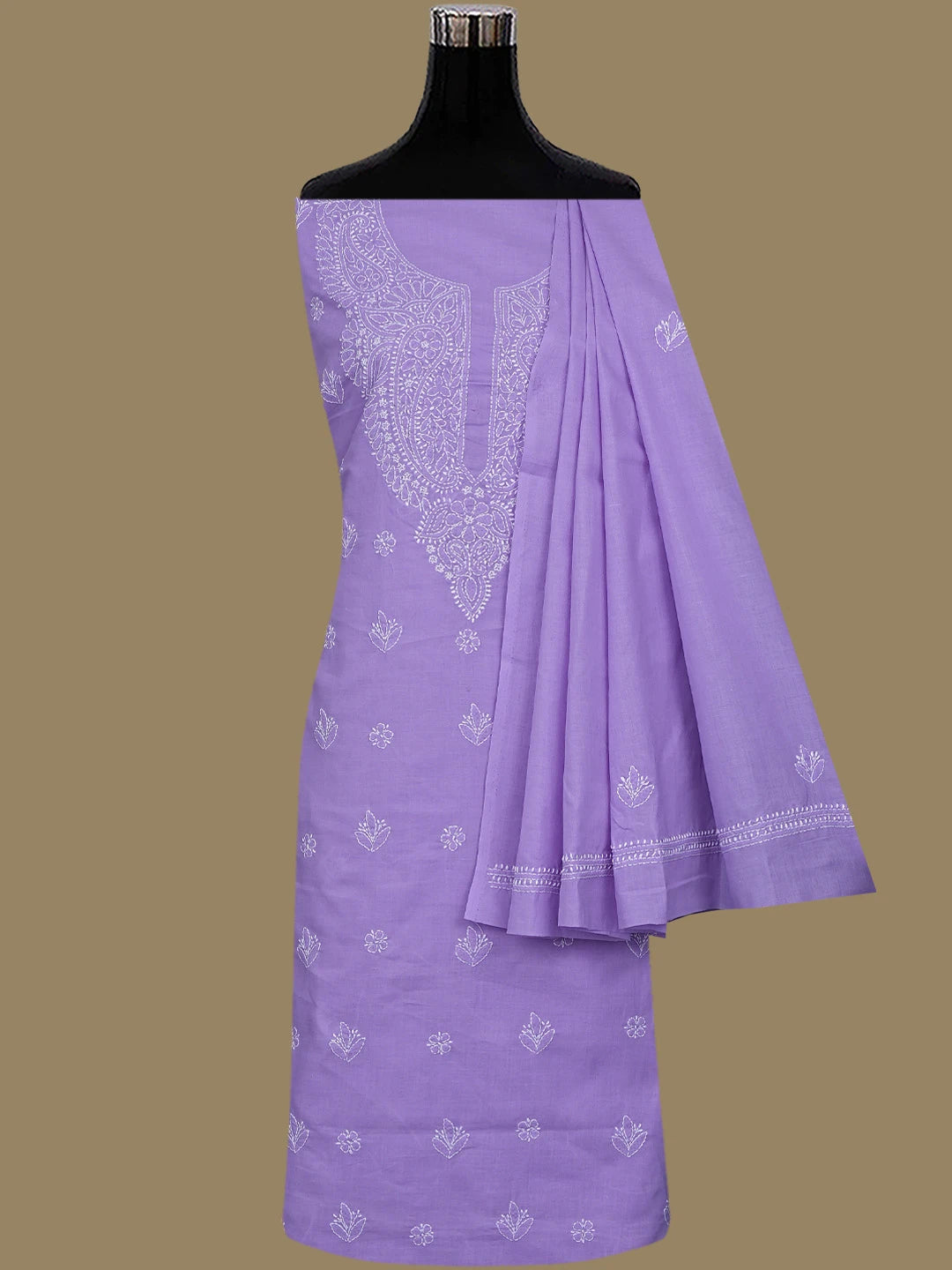 Ada Hand Embroidered Lavender Cotton Lucknowi Chikankari Unstitched Suit Piece 01A867057