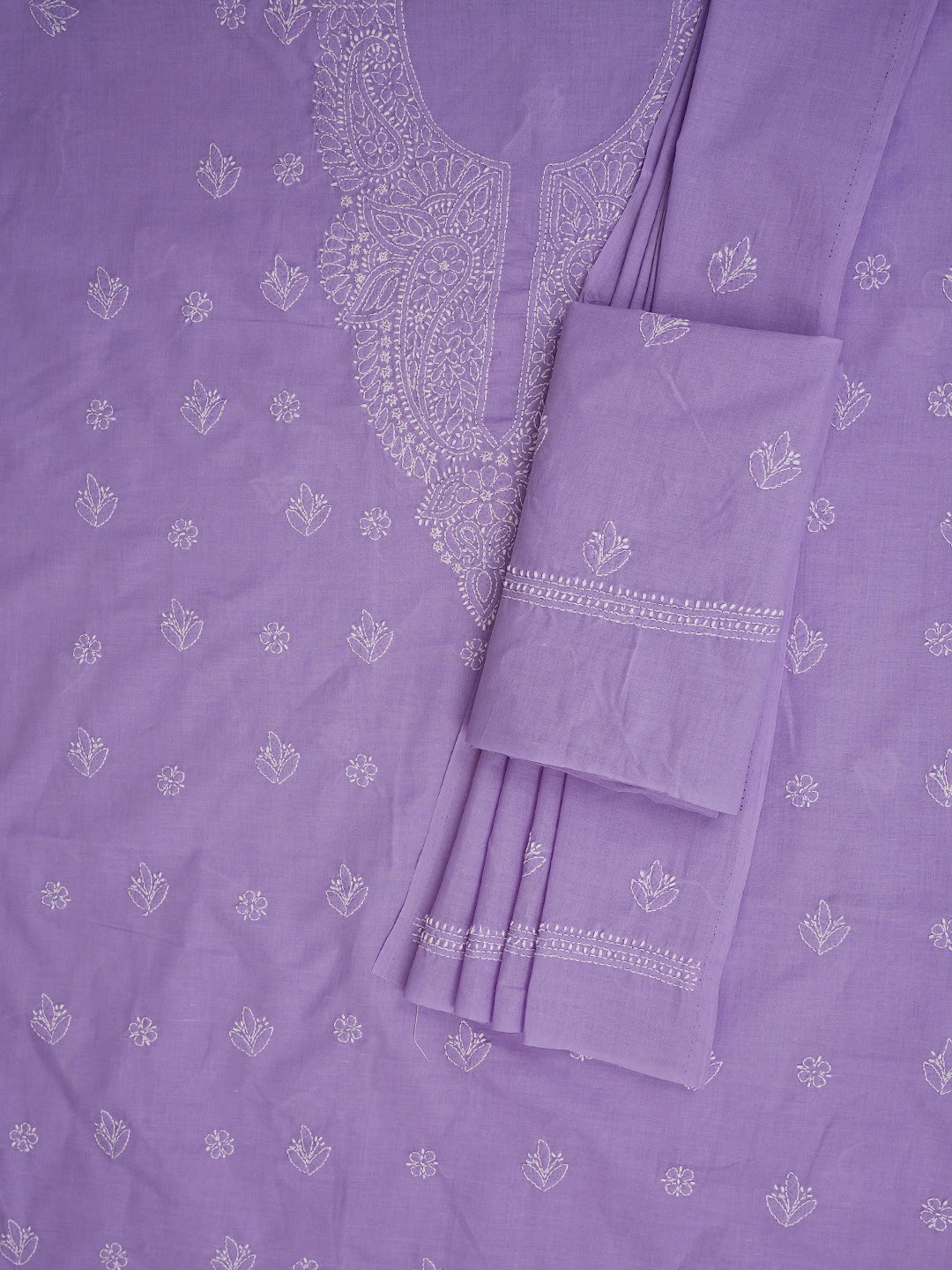 Ada Hand Embroidered Lavender Cotton Lucknowi Chikankari Unstitched Suit Piece 01A867057