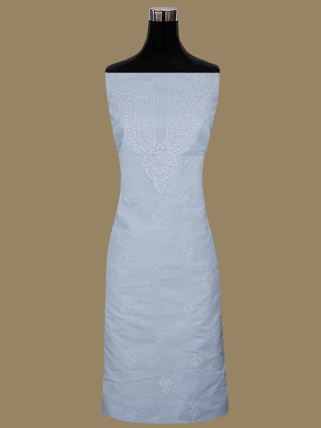 Ada Hand Embroidered Blue Cotton Lucknowi Chikankari Unstitched Suit Piece 01A867095