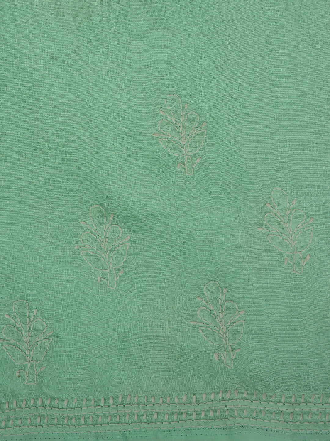 Ada Hand Embroidered Sea Green Cotton Lucknowi Chikankari Unstitched Suit Piece 01A867075