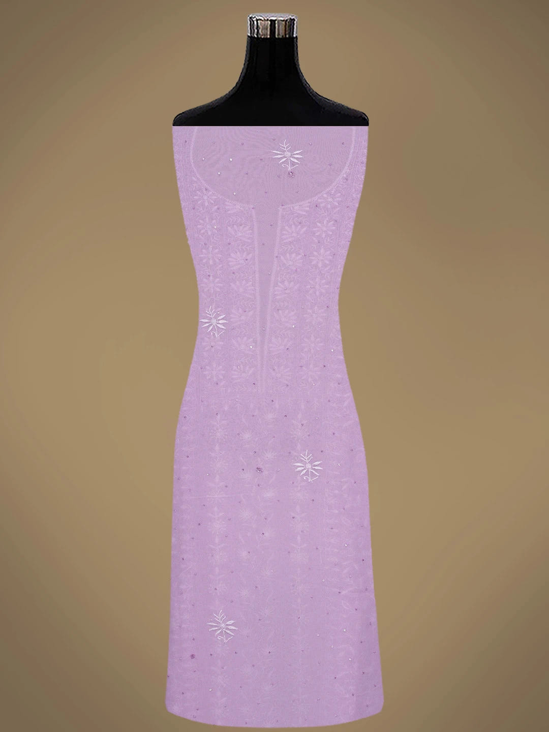 Ada Hand Embroidered Mauve Viscose Georgette Lucknowi Chikankari Unstitched Kurta Dupatta Set With Sequinned Work 01A664759