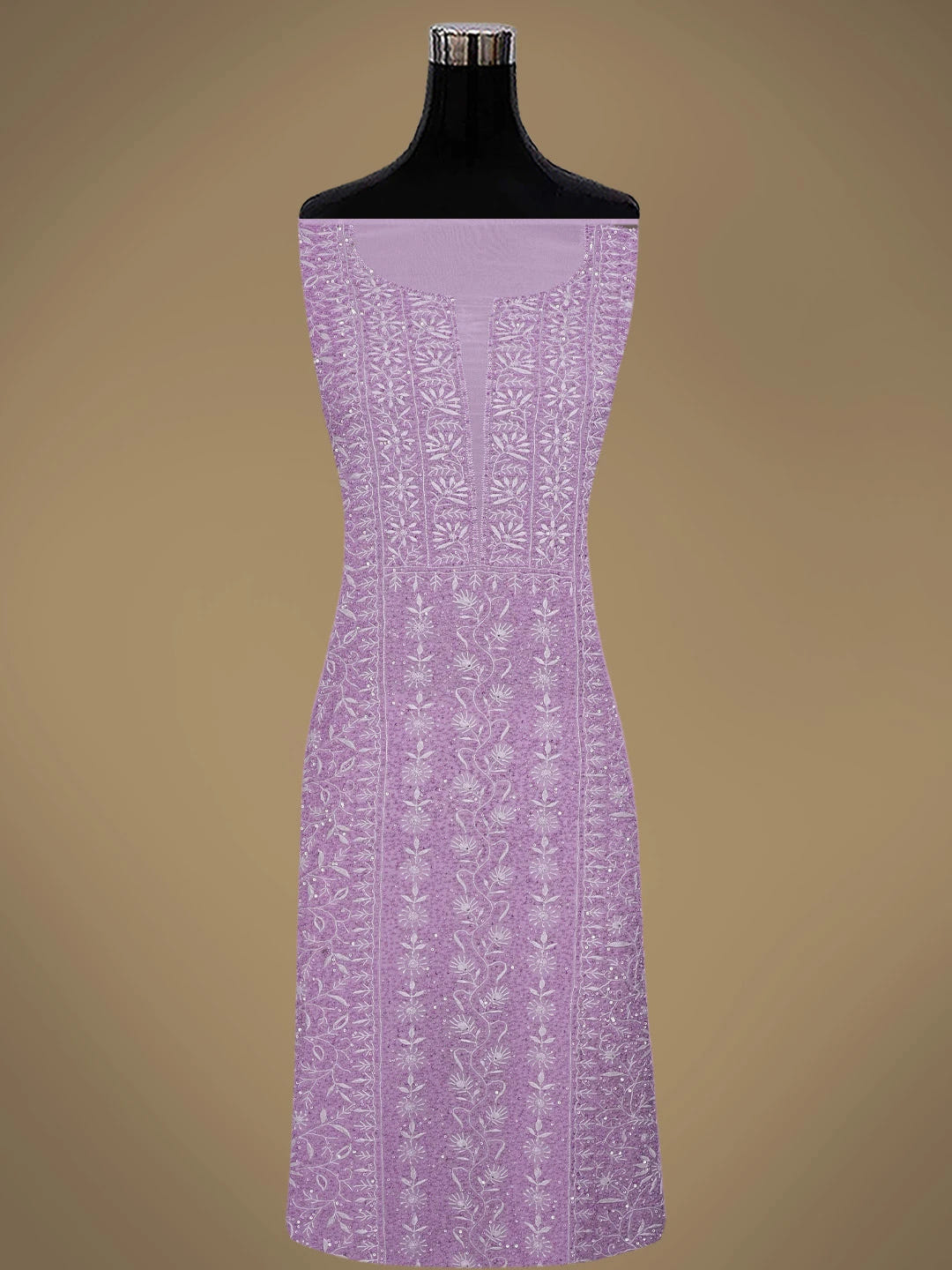 Ada Hand Embroidered Mauve Viscose Georgette Lucknowi Chikankari Unstitched Kurta Dupatta Set With Sequinned Work 01A664759