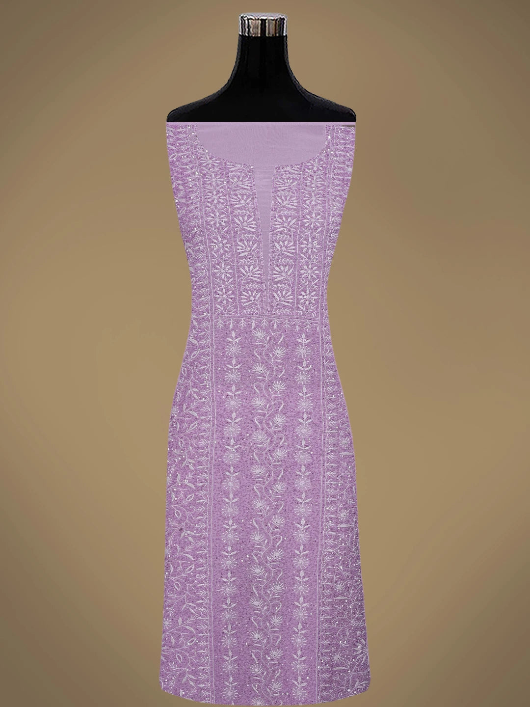 Ada Hand Embroidered Mauve Viscose Georgette Lucknowi Chikankari Unstitched Kurta Dupatta Set With Sequinned Work 01A664759
