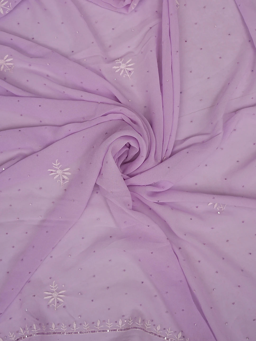Ada Hand Embroidered Mauve Viscose Georgette Lucknowi Chikankari Unstitched Kurta Dupatta Set With Sequinned Work 01A664759