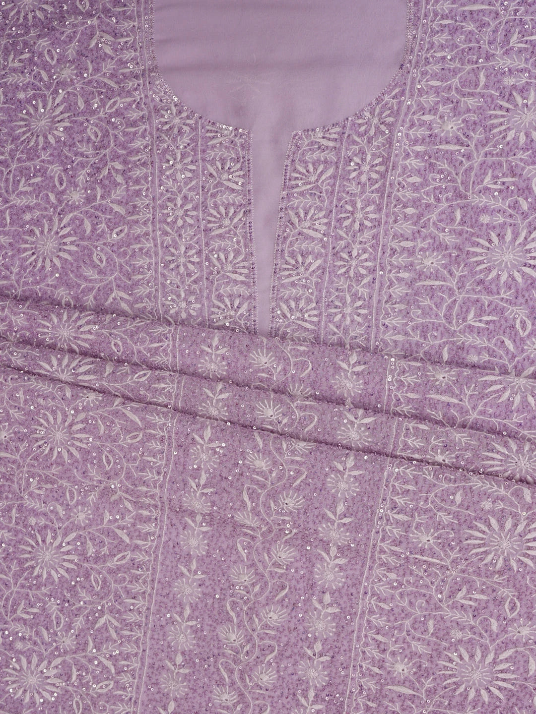 Ada Hand Embroidered Mauve Viscose Georgette Lucknowi Chikankari Unstitched Kurta Dupatta Set With Sequinned Work 01A664759