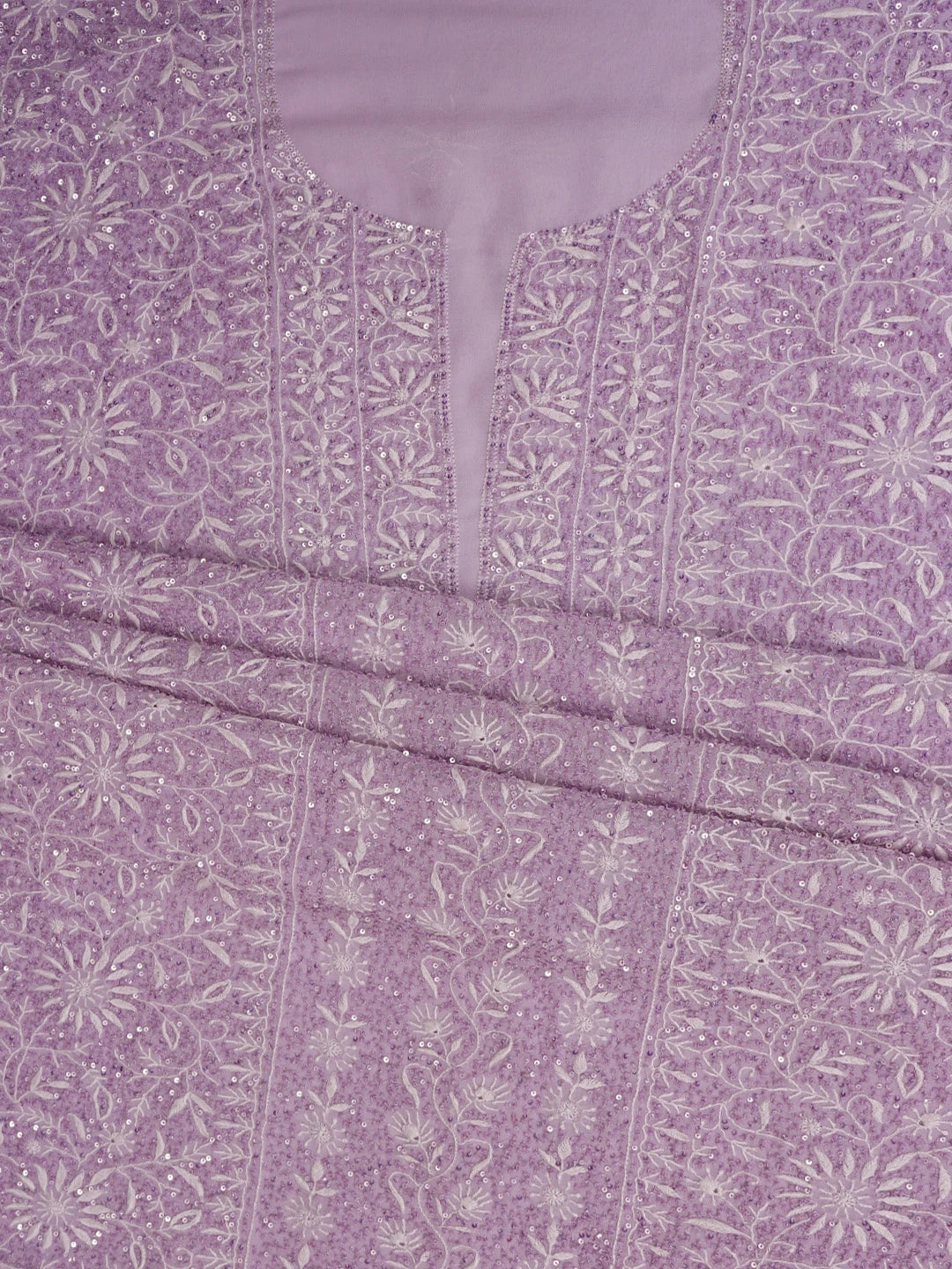 Ada Hand Embroidered Mauve Viscose Georgette Lucknowi Chikankari Unstitched Kurta Dupatta Set With Sequinned Work 01A664759
