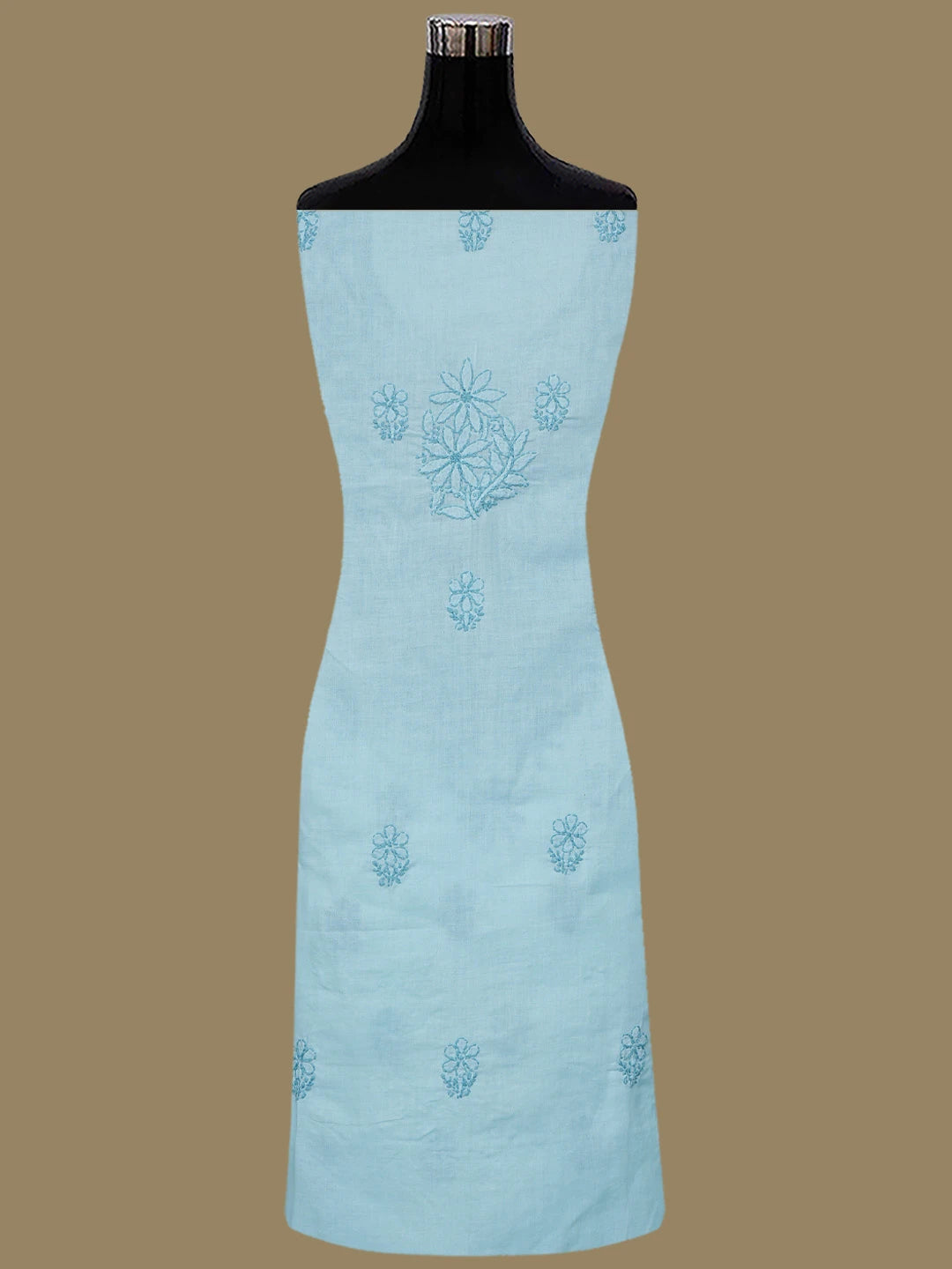 Ada Hand Embroidered Pale Azure Blue Cotton Lucknowi Chikankari Unstitched Suit Piece 01A868003