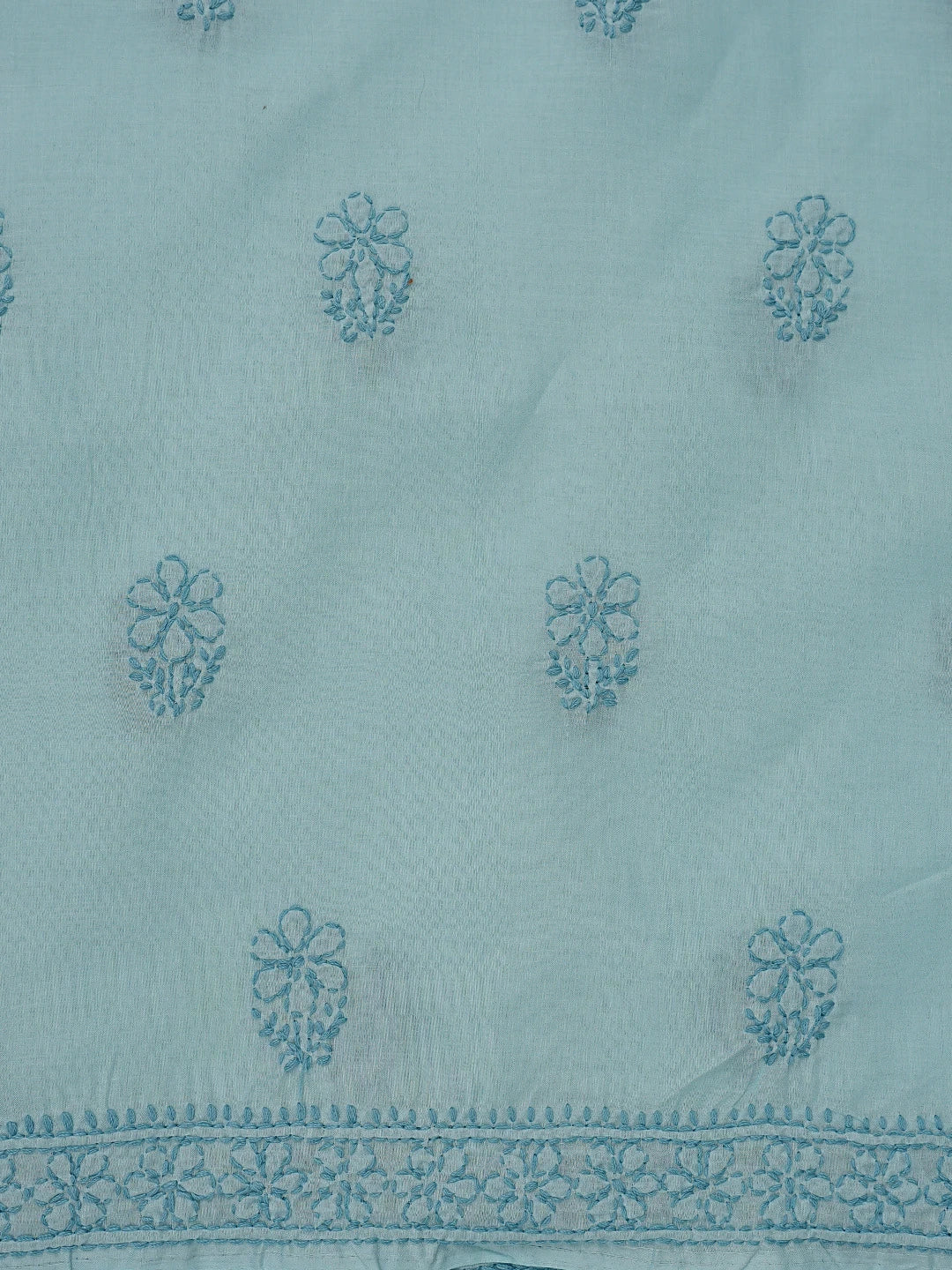 Ada Hand Embroidered Pale Azure Blue Cotton Lucknowi Chikankari Unstitched Suit Piece 01A868003