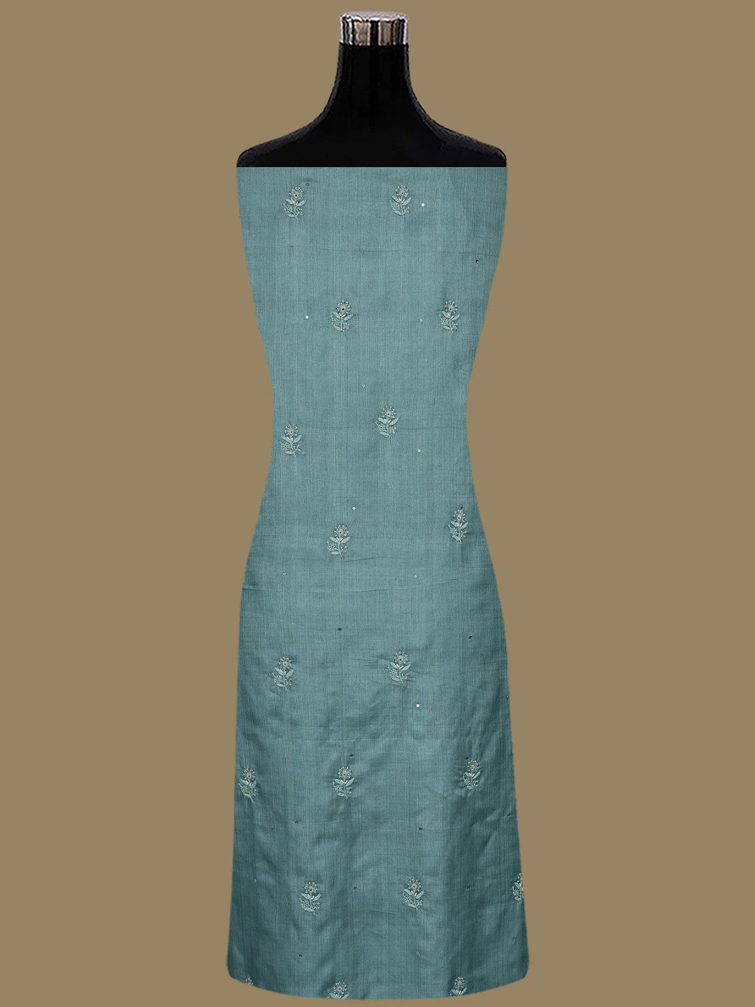 Ada Hand Embroidered Teal Green Silk Lucknowi Chikankari Unstitched Suit Piece With Sequinned Work 01A716199