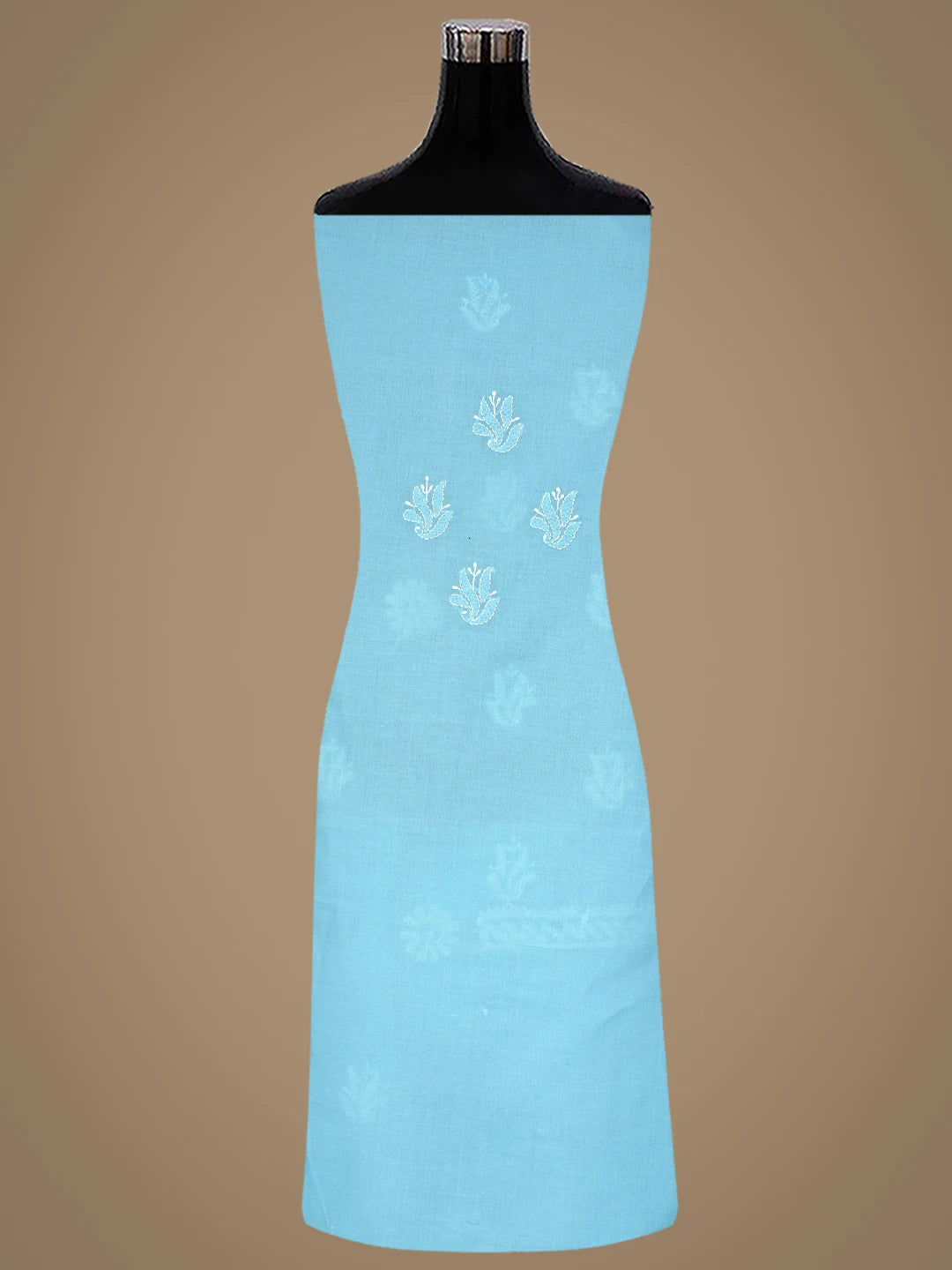 Ada Hand Embroidered Blue Cotton Lucknowi Chikankari Unstitched Suit Piece 01A818701