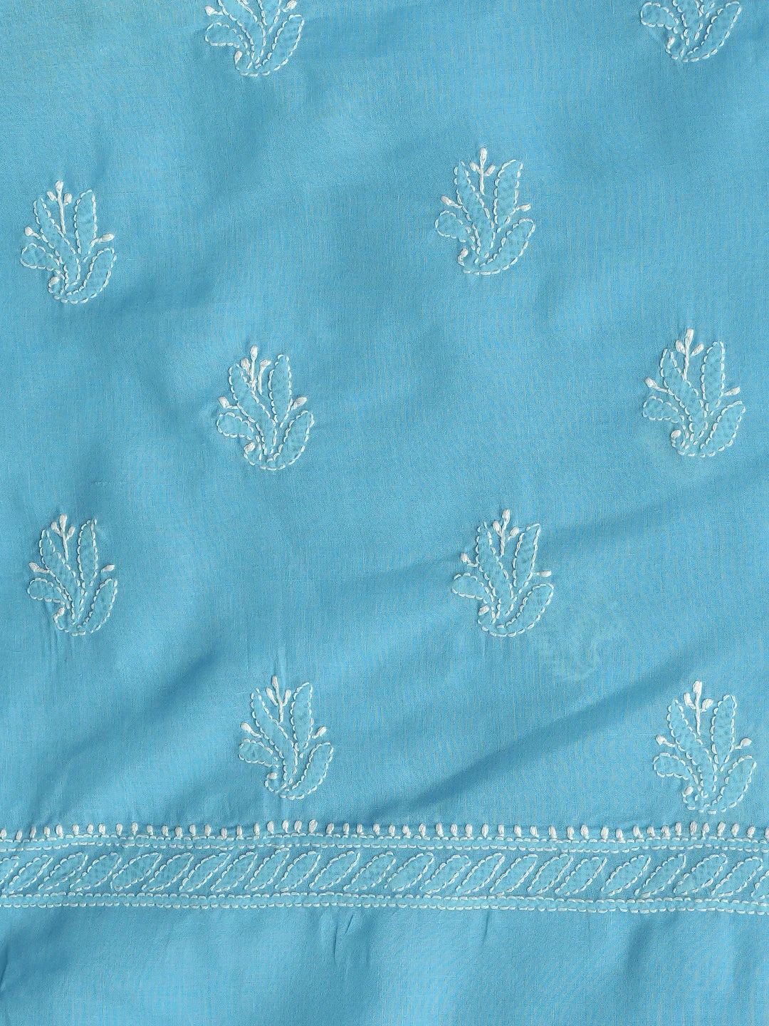 Ada Hand Embroidered Blue Cotton Lucknowi Chikankari Unstitched Suit Piece 01A818701