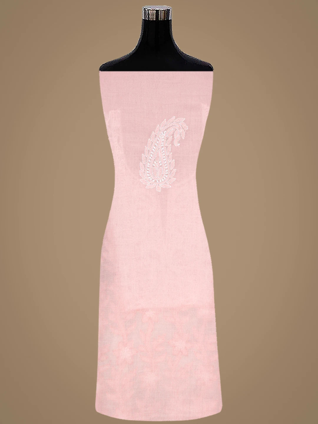 Ada Hand Embroidered Peach Cotton And Net Lucknowi Chikankari Unstitched Suit Piece 01A821974