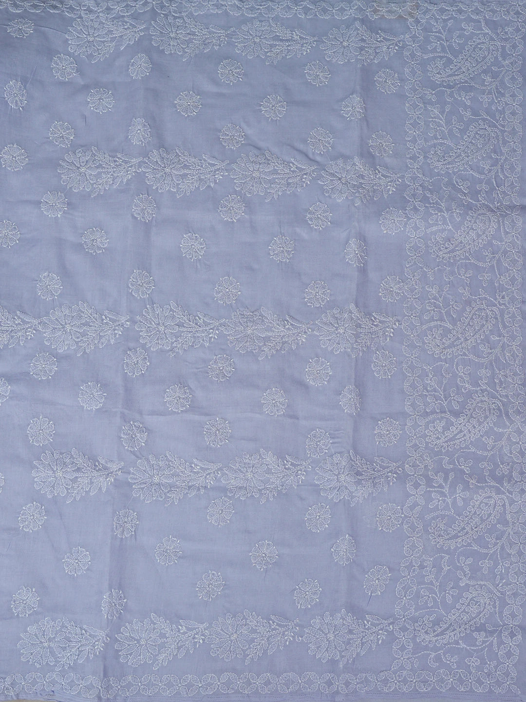 Ada Hand Embroidered Lavender Cotton Lucknowi Chikankari Saree With Blouse 01A866169