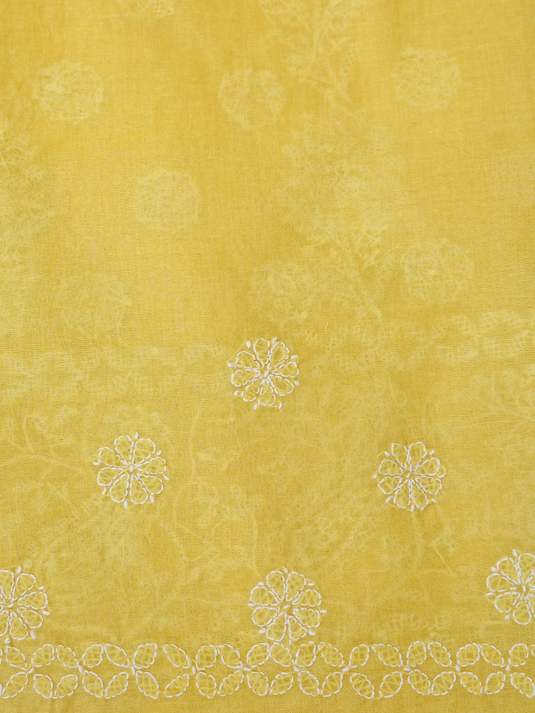 Ada Hand Embroidered Yellow Cotton Lucknowi Chikankari Saree With Blouse 01A866162
