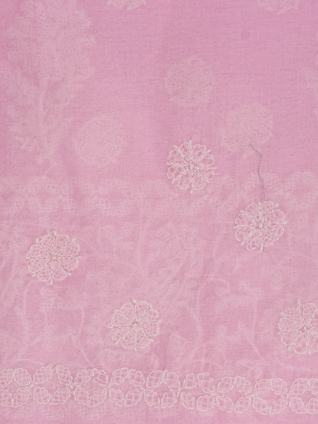 Ada Hand Embroidered Pink Cotton Lucknowi Chikankari Saree With Blouse 01A866175