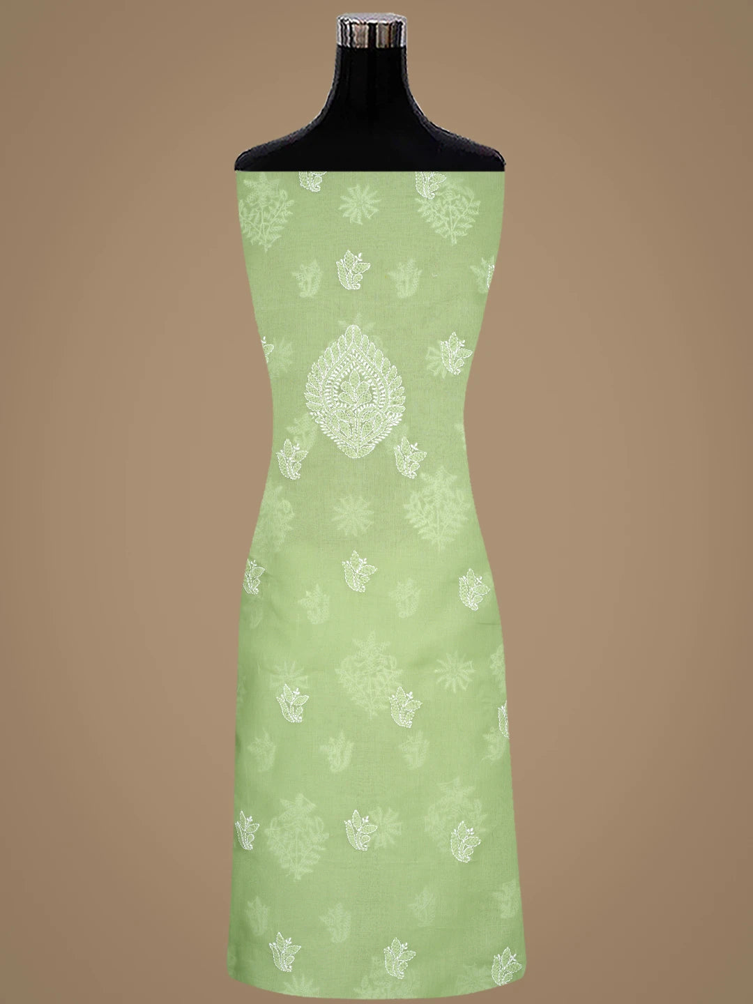 Ada Hand Embroidered Green Cotton Lucknowi Chikankari Unstitched Suit Piece 01A867754