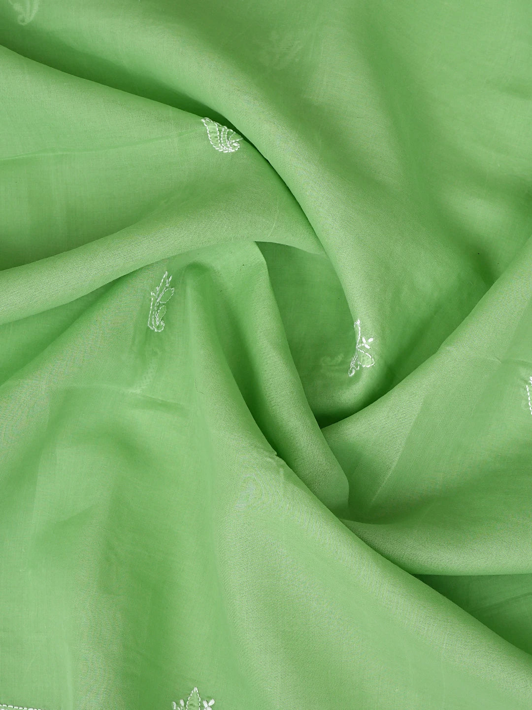 Ada Hand Embroidered Green Cotton Lucknowi Chikankari Unstitched Suit Piece 01A867754