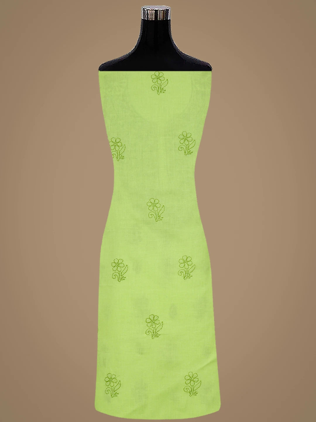 Ada Hand Embroidered Chartreuse Green Cotton Lucknowi Chikankari Unstitched Suit Piece 01A867088